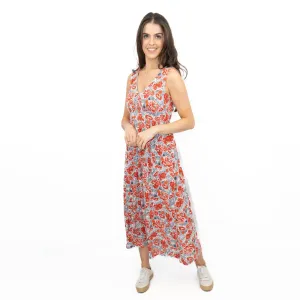Seasalt Red Grey Polmanter Floral Sleeveless Maxi Dress