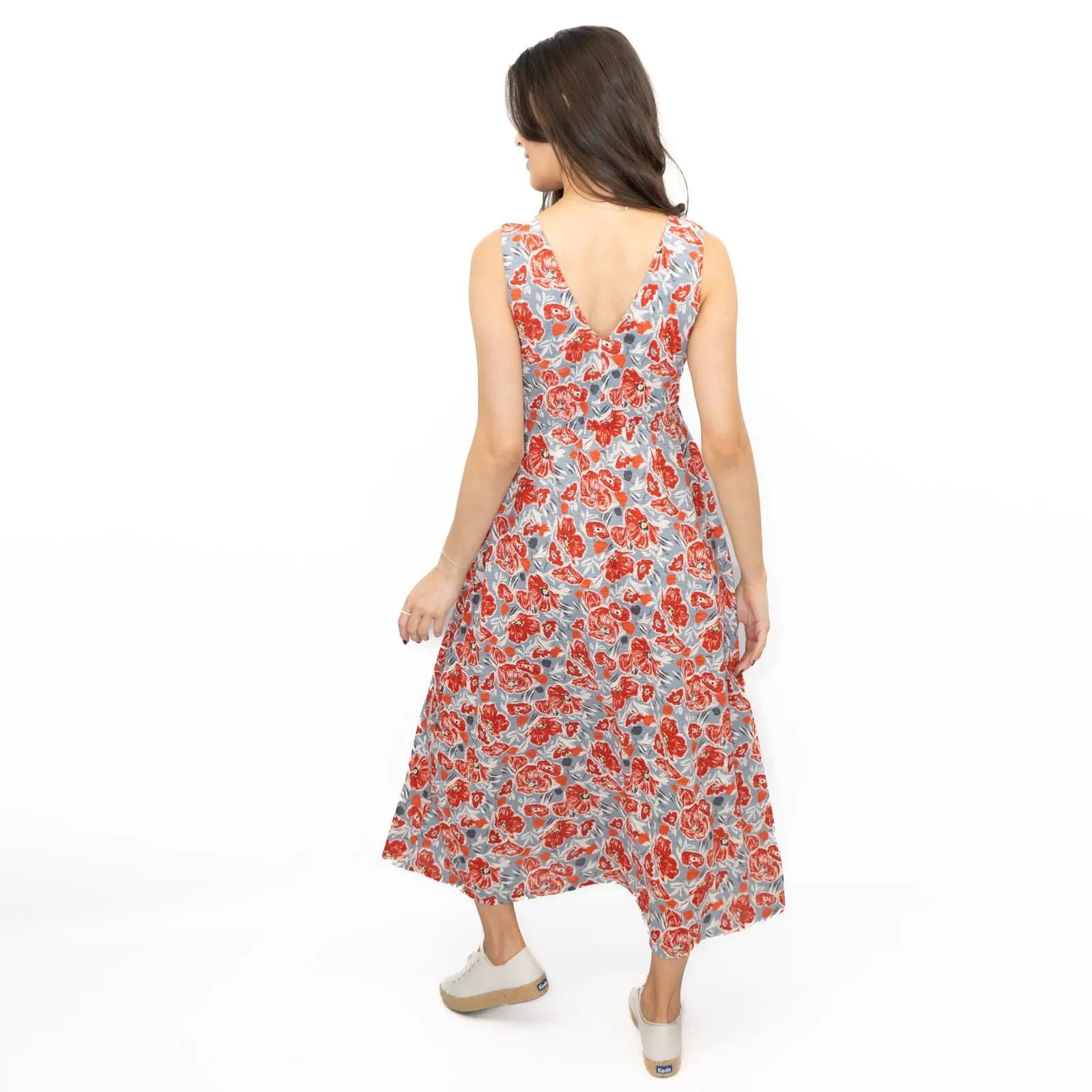 Seasalt Red Grey Polmanter Floral Sleeveless Maxi Dress