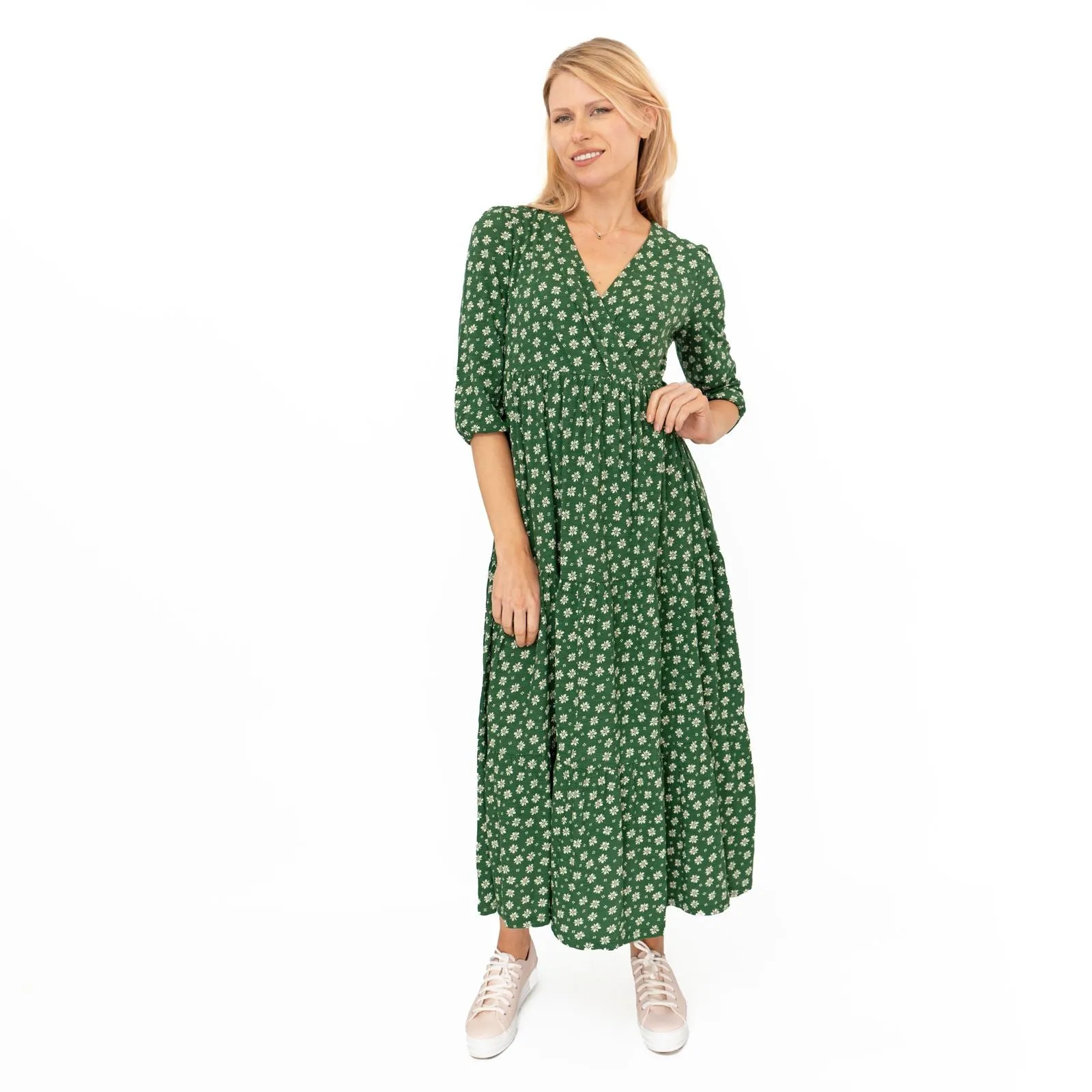 Seasalt Sky Branch Green Floral Jersey Midi Dress