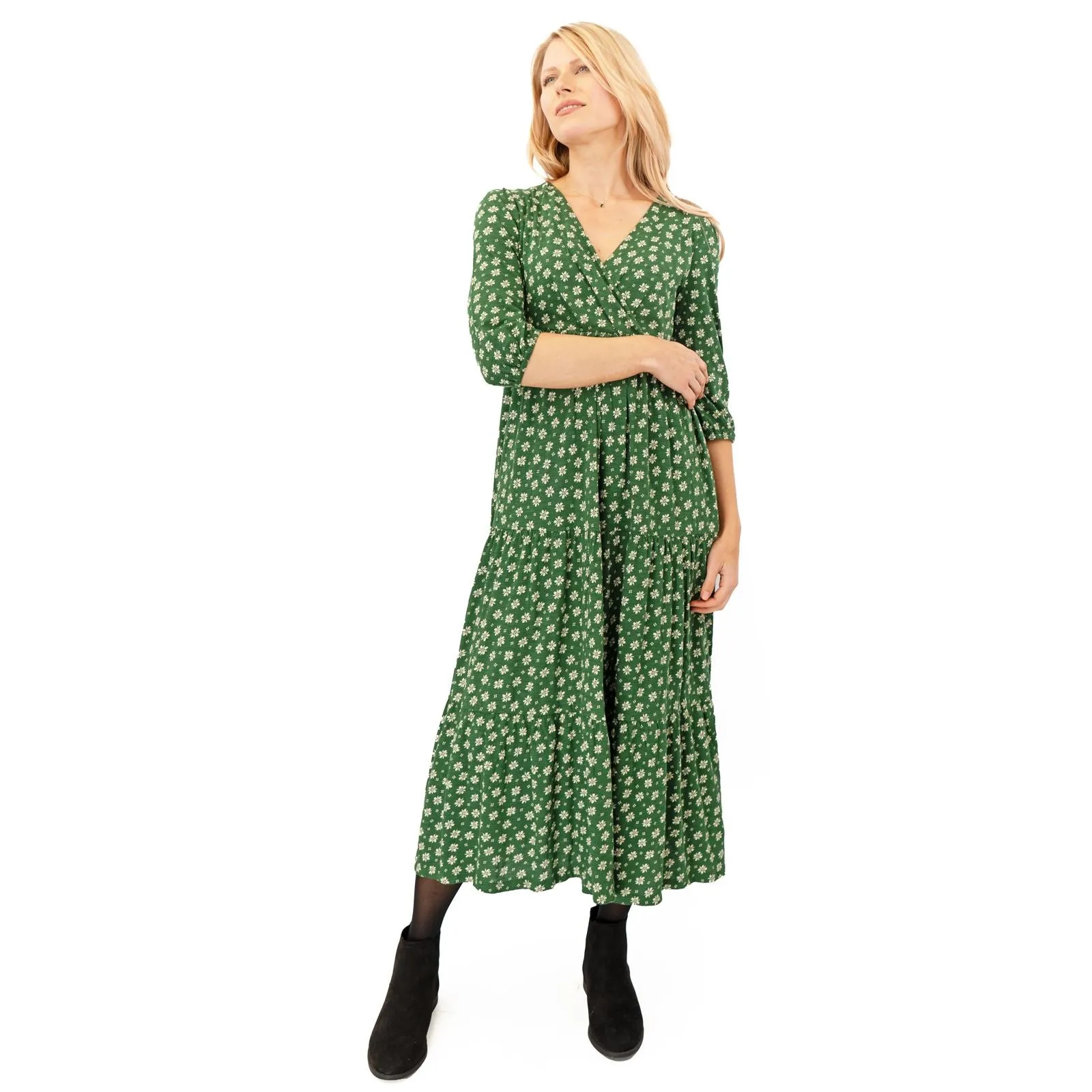 Seasalt Sky Branch Green Floral Jersey Midi Dress