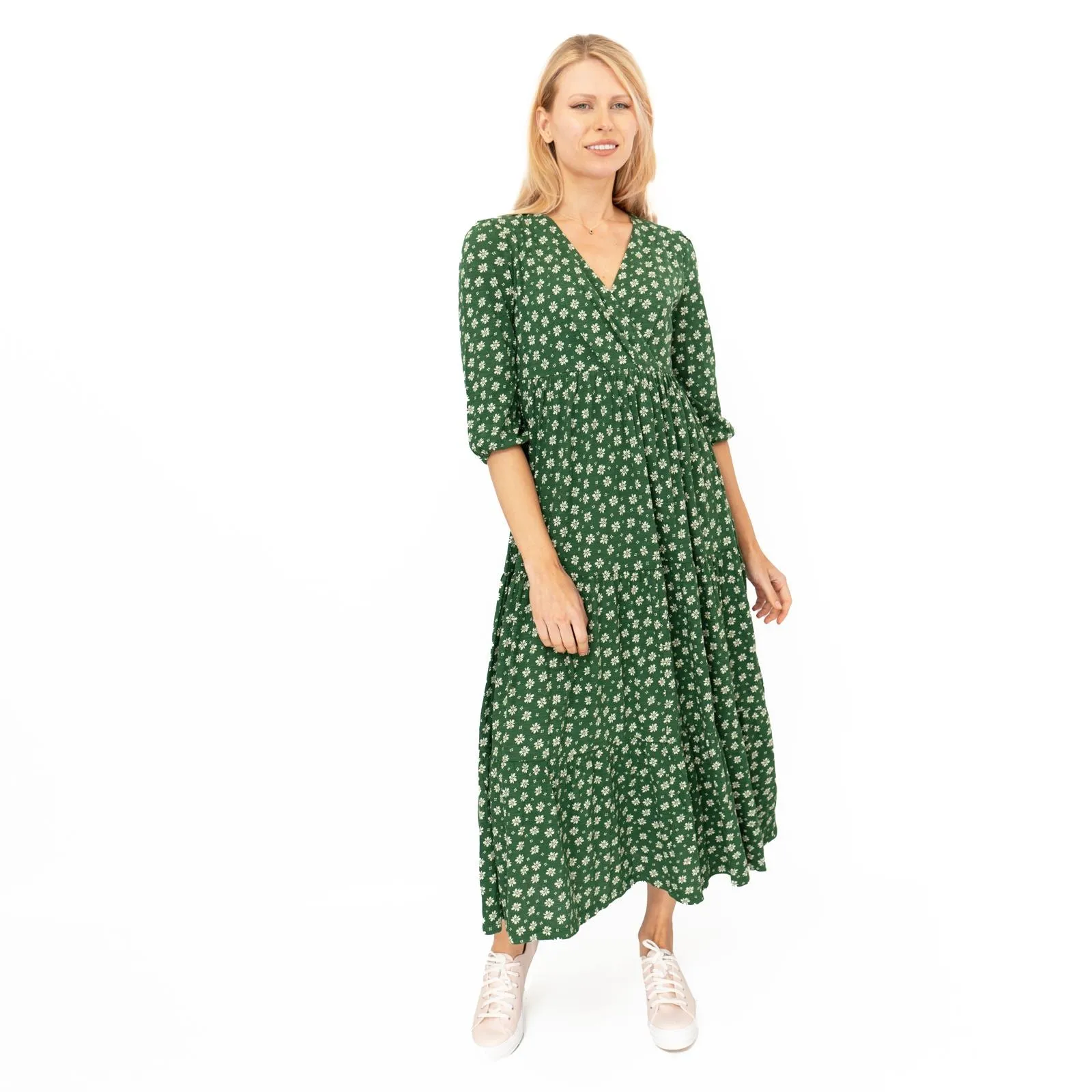 Seasalt Sky Branch Green Floral Jersey Midi Dress