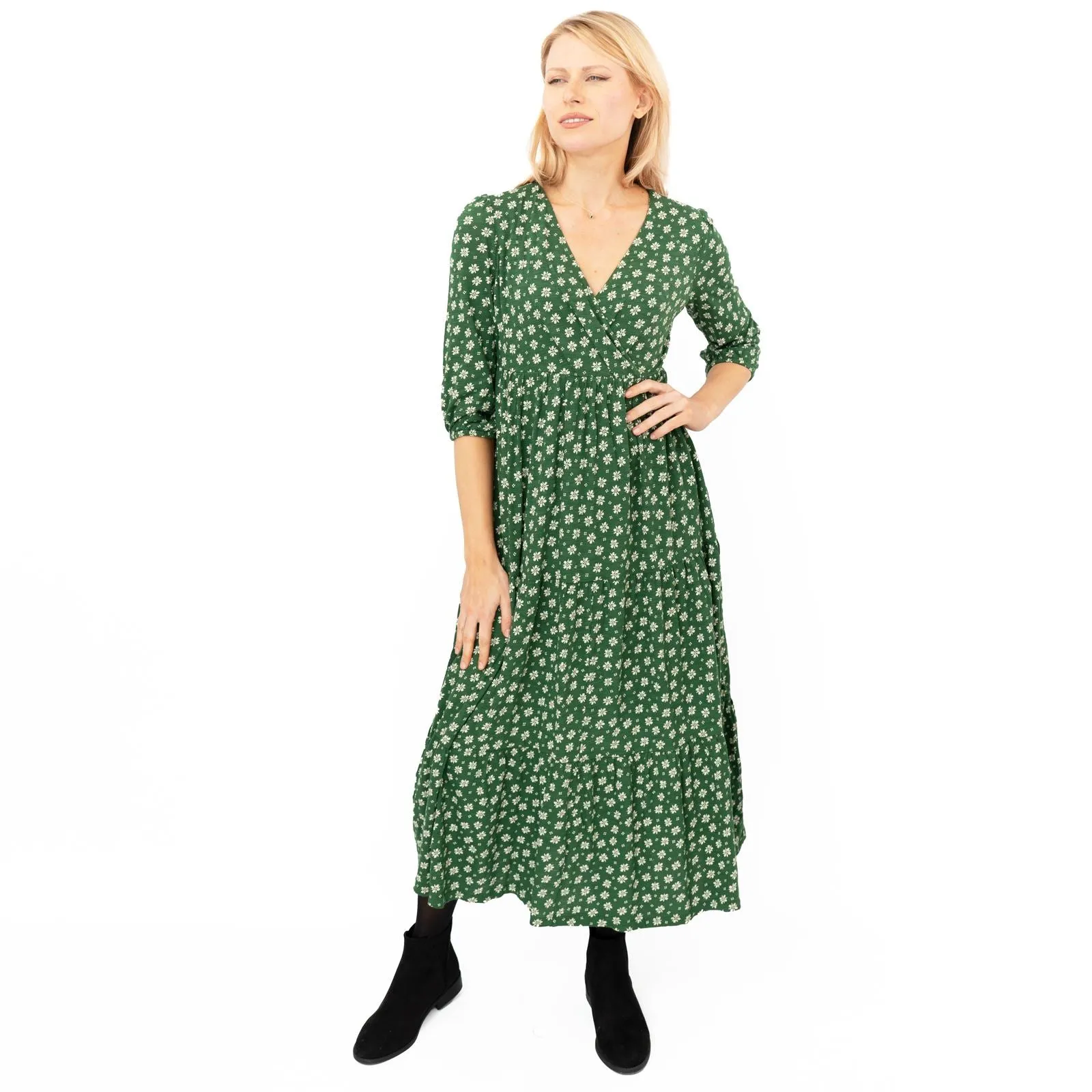 Seasalt Sky Branch Green Floral Jersey Midi Dress