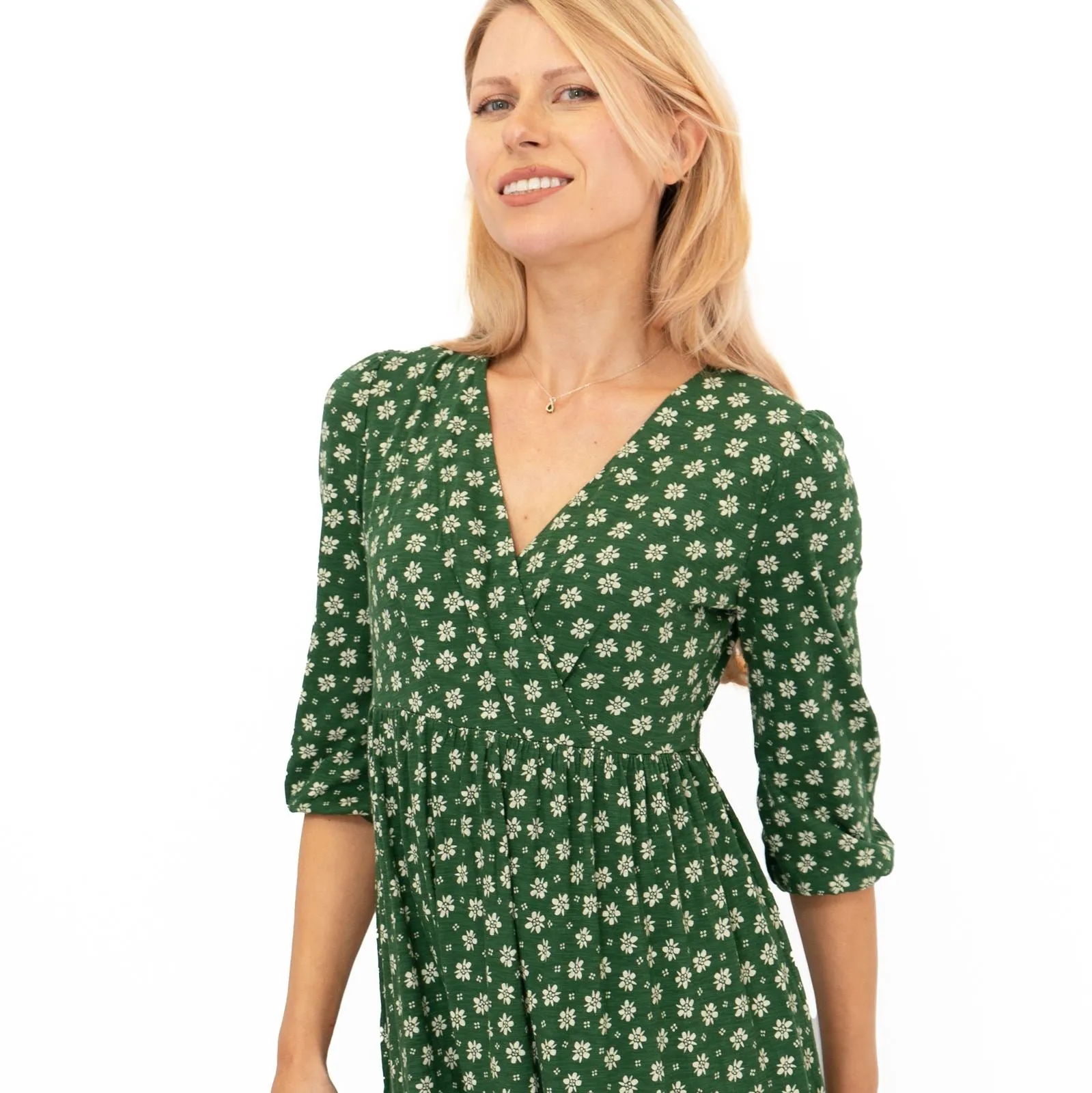 Seasalt Sky Branch Green Floral Jersey Midi Dress