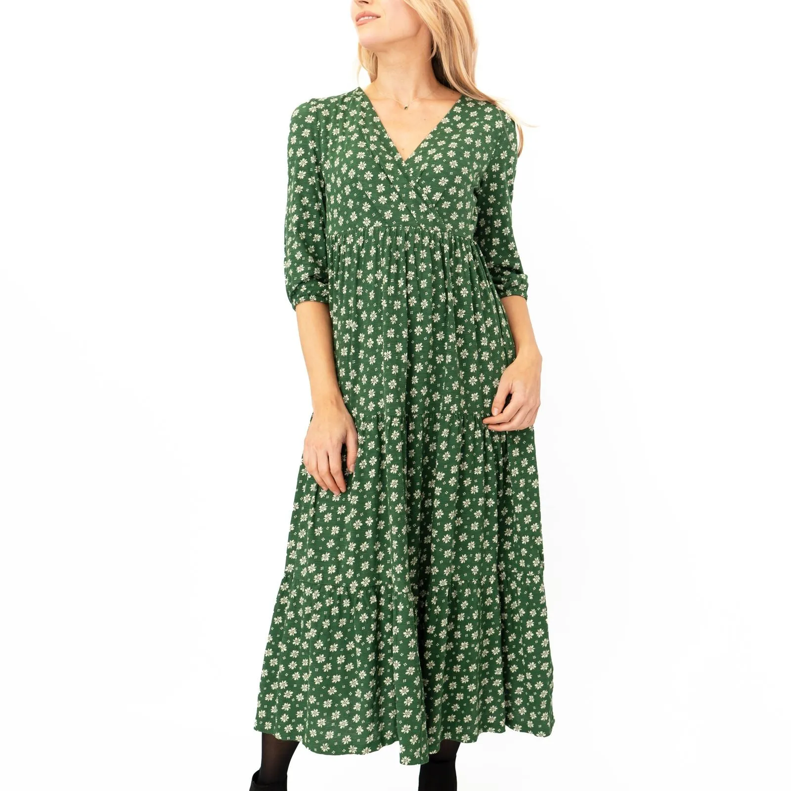 Seasalt Sky Branch Green Floral Jersey Midi Dress