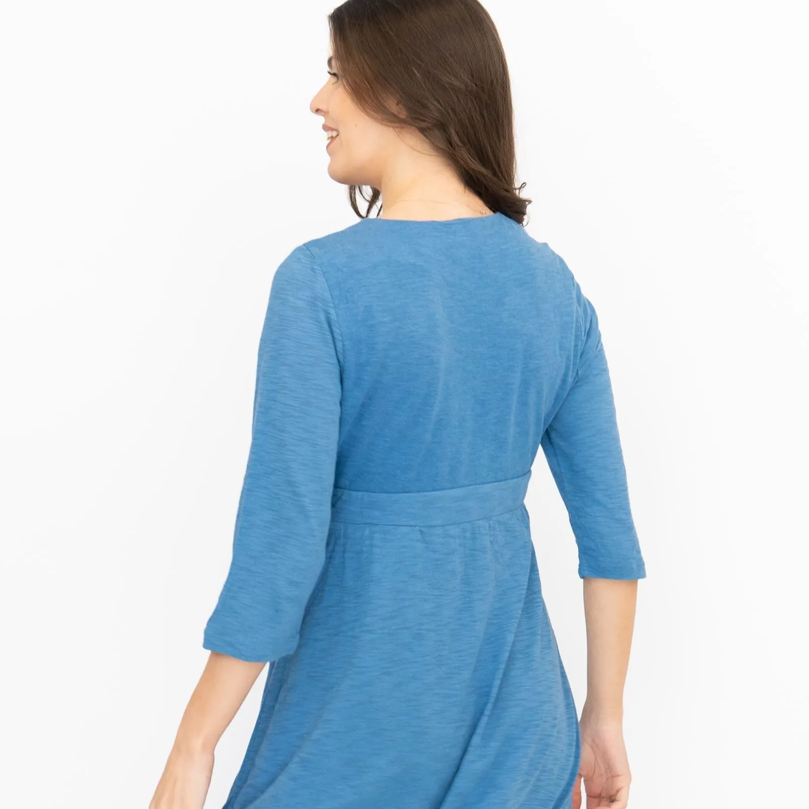 Seasalt Solid Blue Chacewater Cross Wrap Jersey Midi Dress