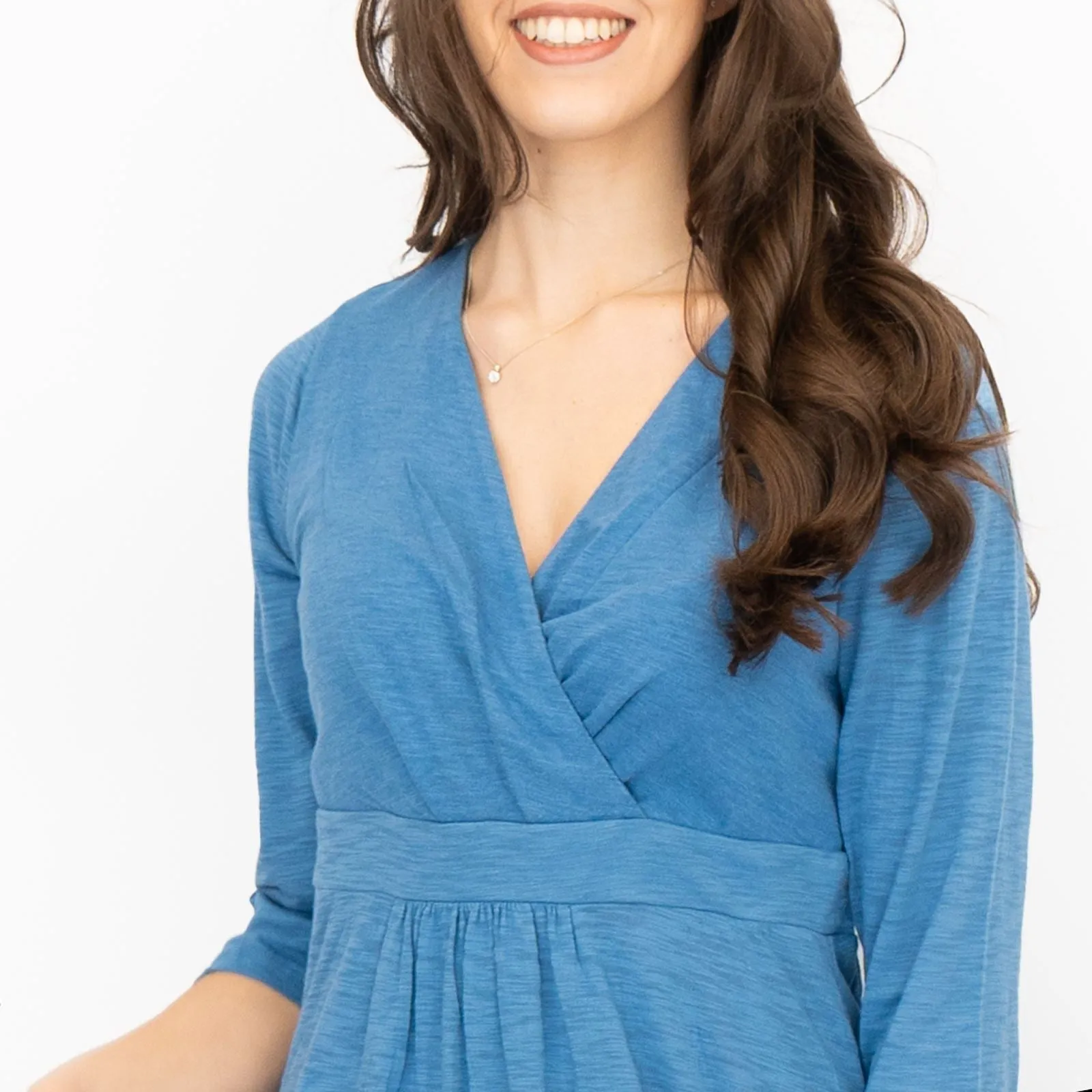 Seasalt Solid Blue Chacewater Cross Wrap Jersey Midi Dress