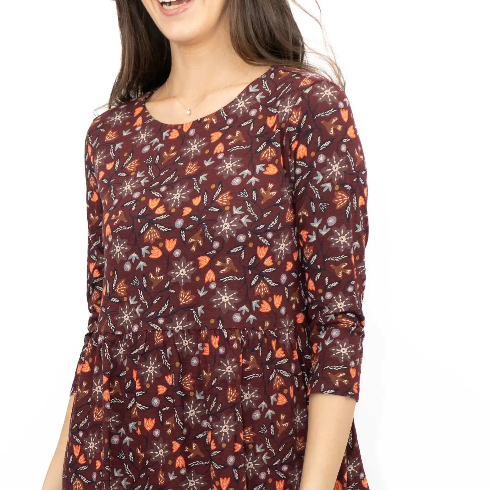 Seasalt Tiered Line Strokes Dress in Breon Pink