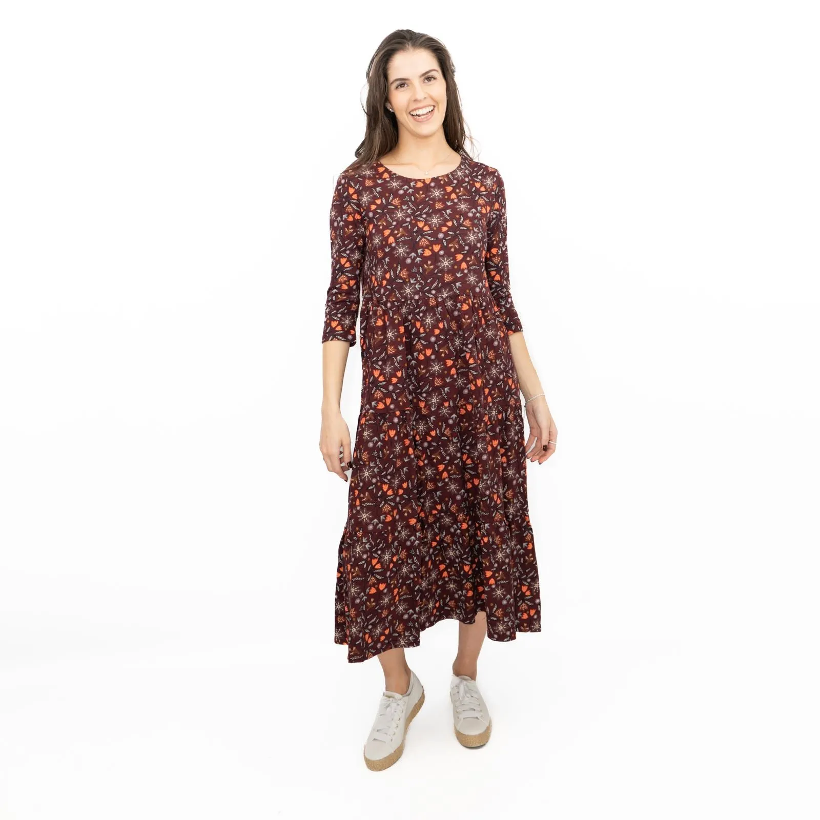 Seasalt Tiered Line Strokes Dress in Breon Pink