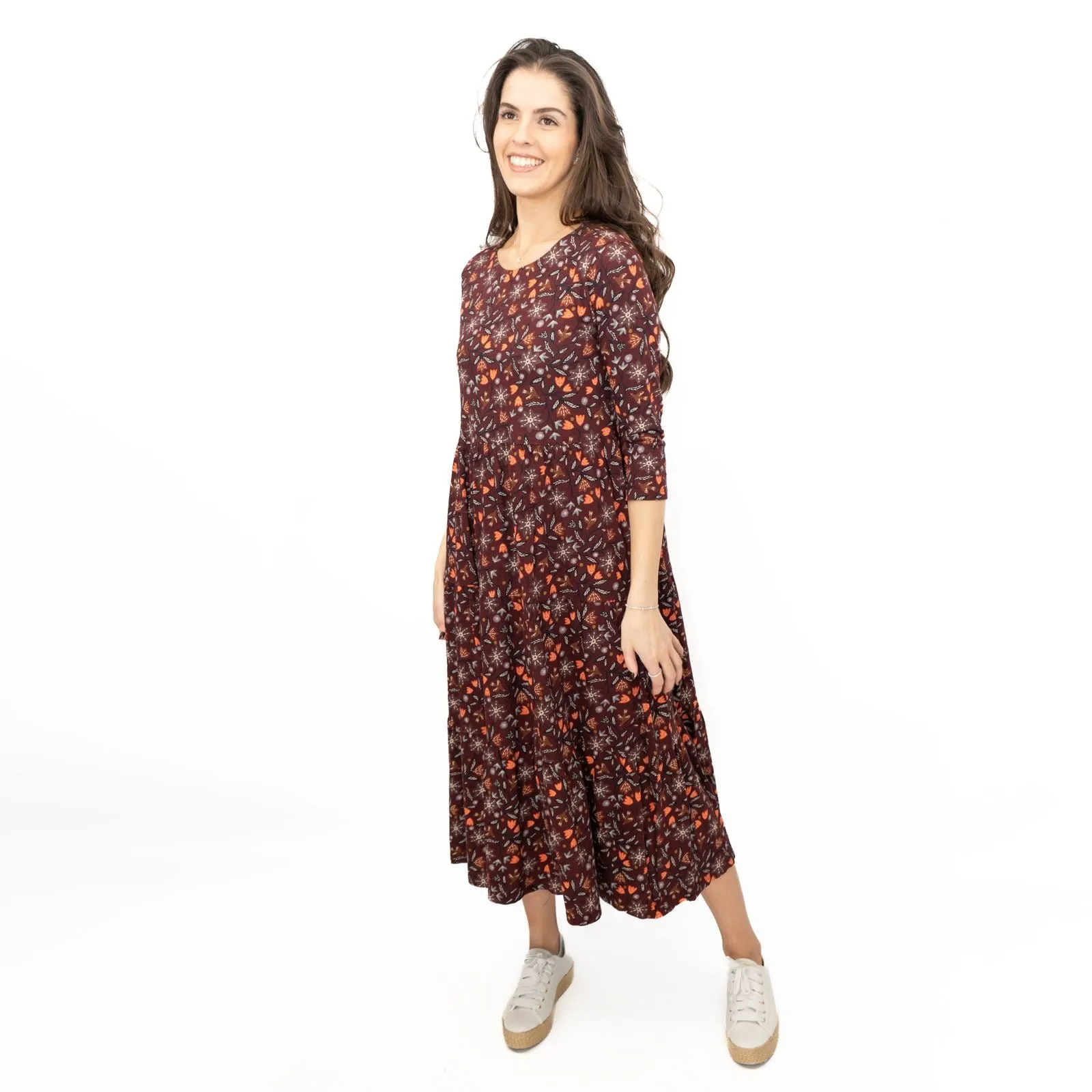Seasalt Tiered Line Strokes Dress in Breon Pink