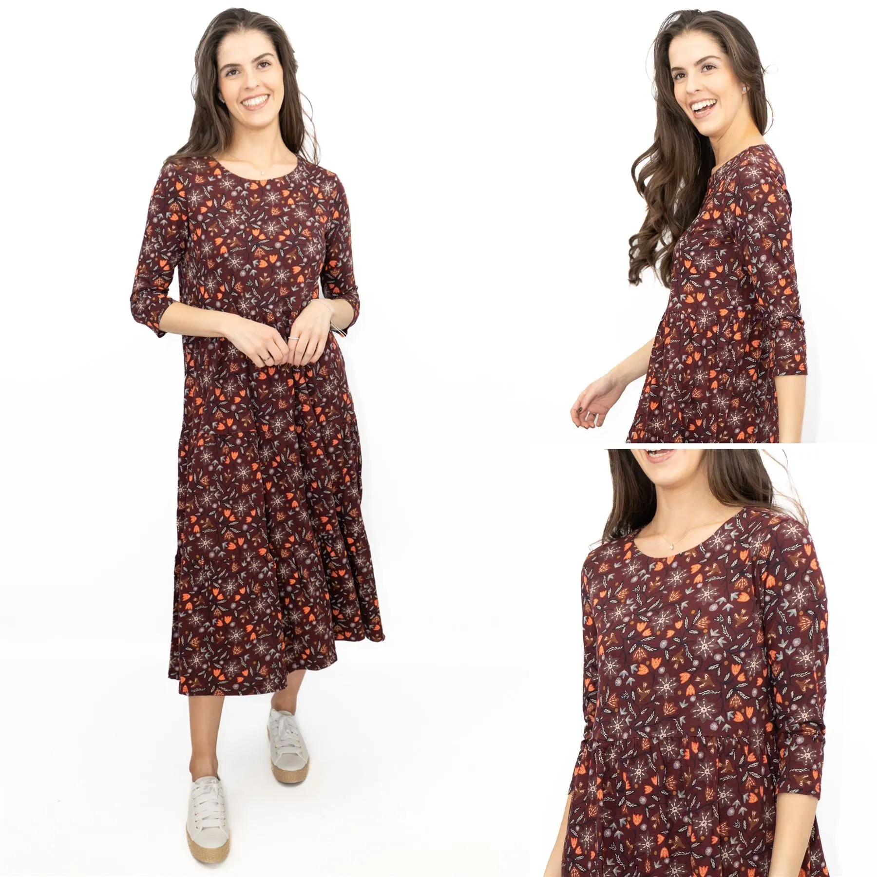 Seasalt Tiered Line Strokes Dress in Breon Pink