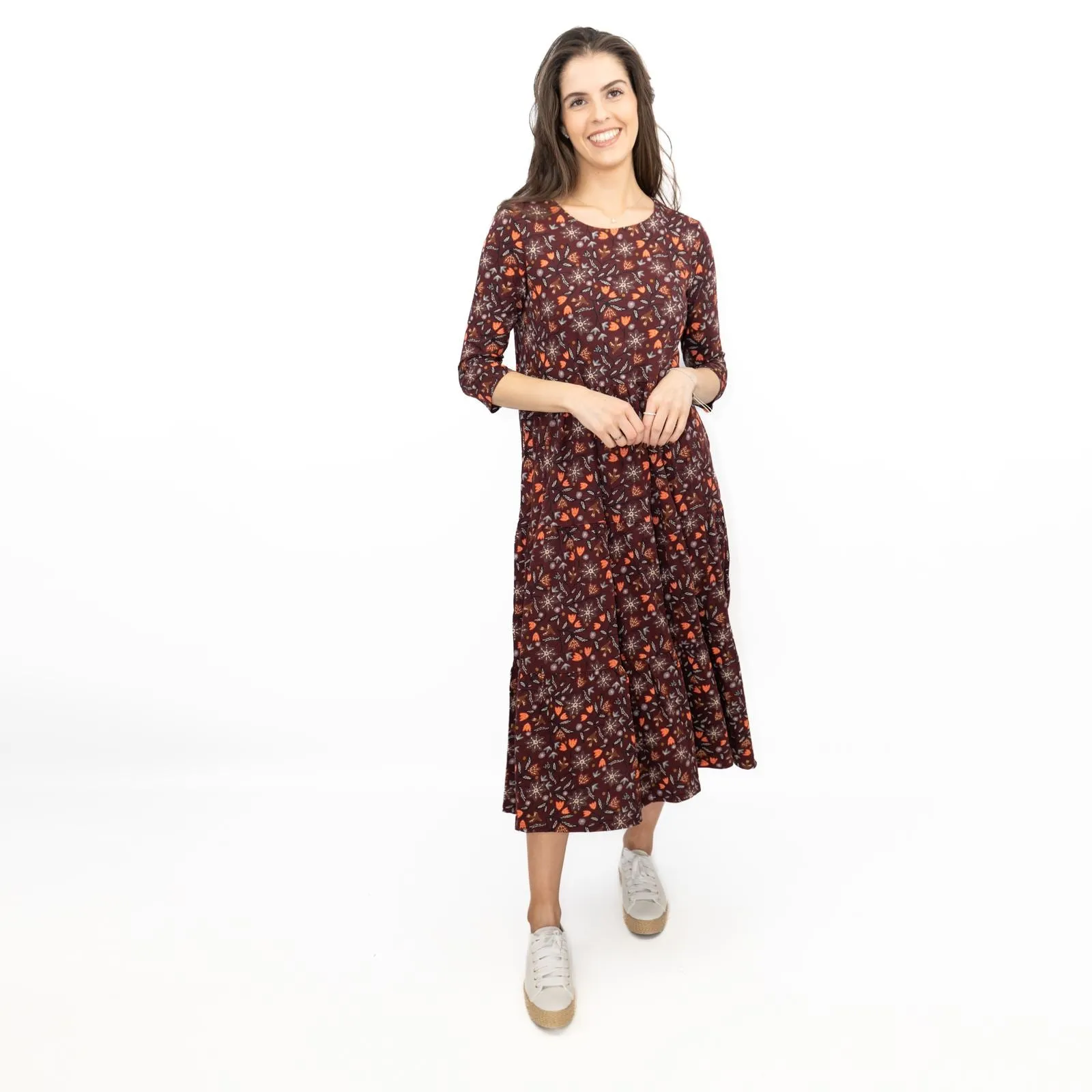 Seasalt Tiered Line Strokes Dress in Breon Pink