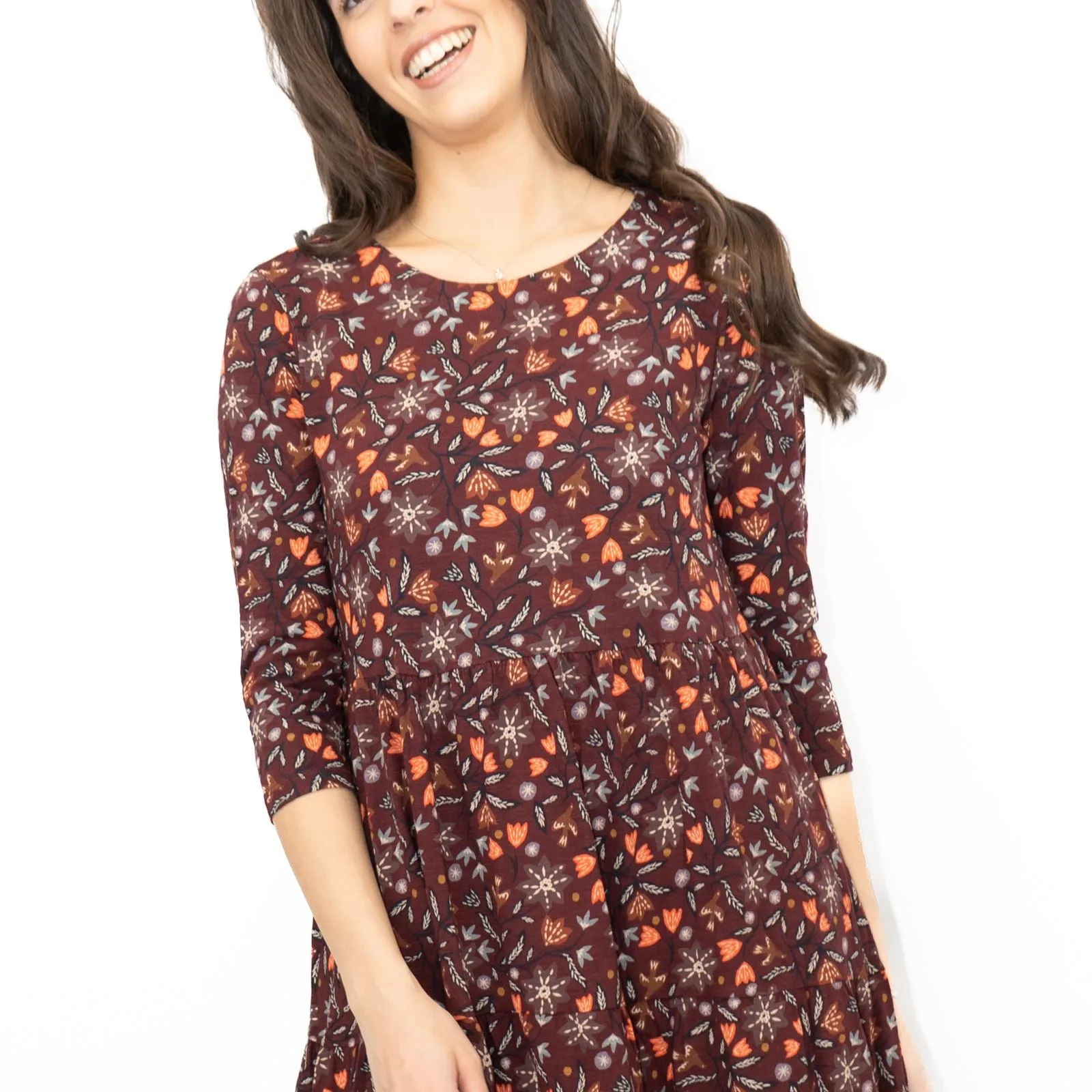 Seasalt Tiered Line Strokes Dress in Breon Pink