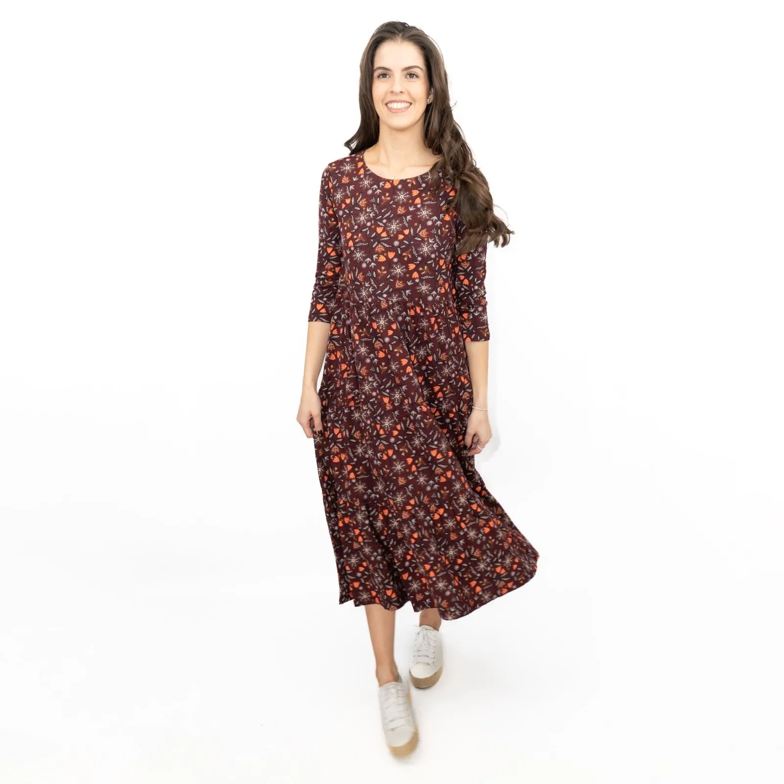 Seasalt Tiered Line Strokes Dress in Breon Pink