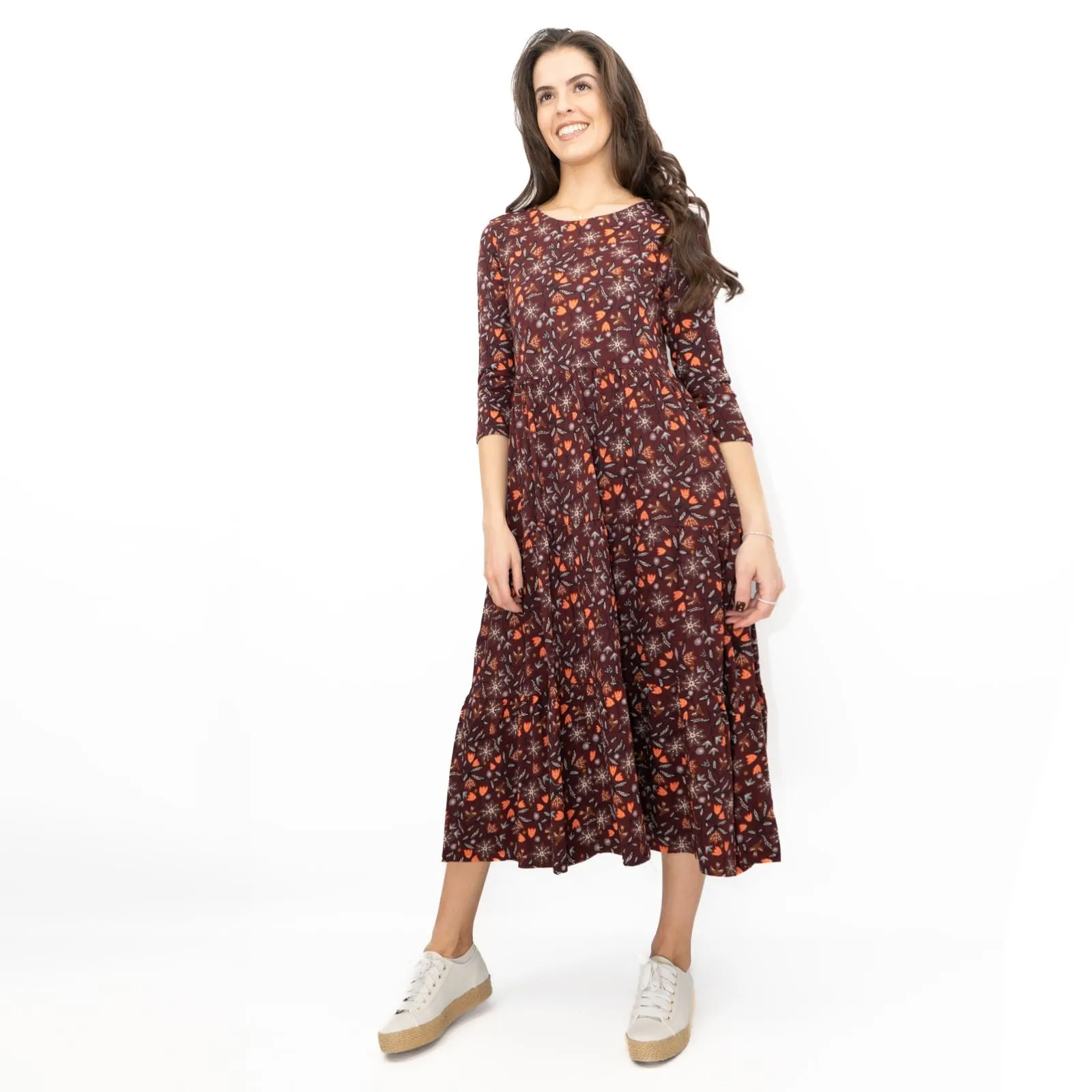Seasalt Tiered Line Strokes Dress in Breon Pink