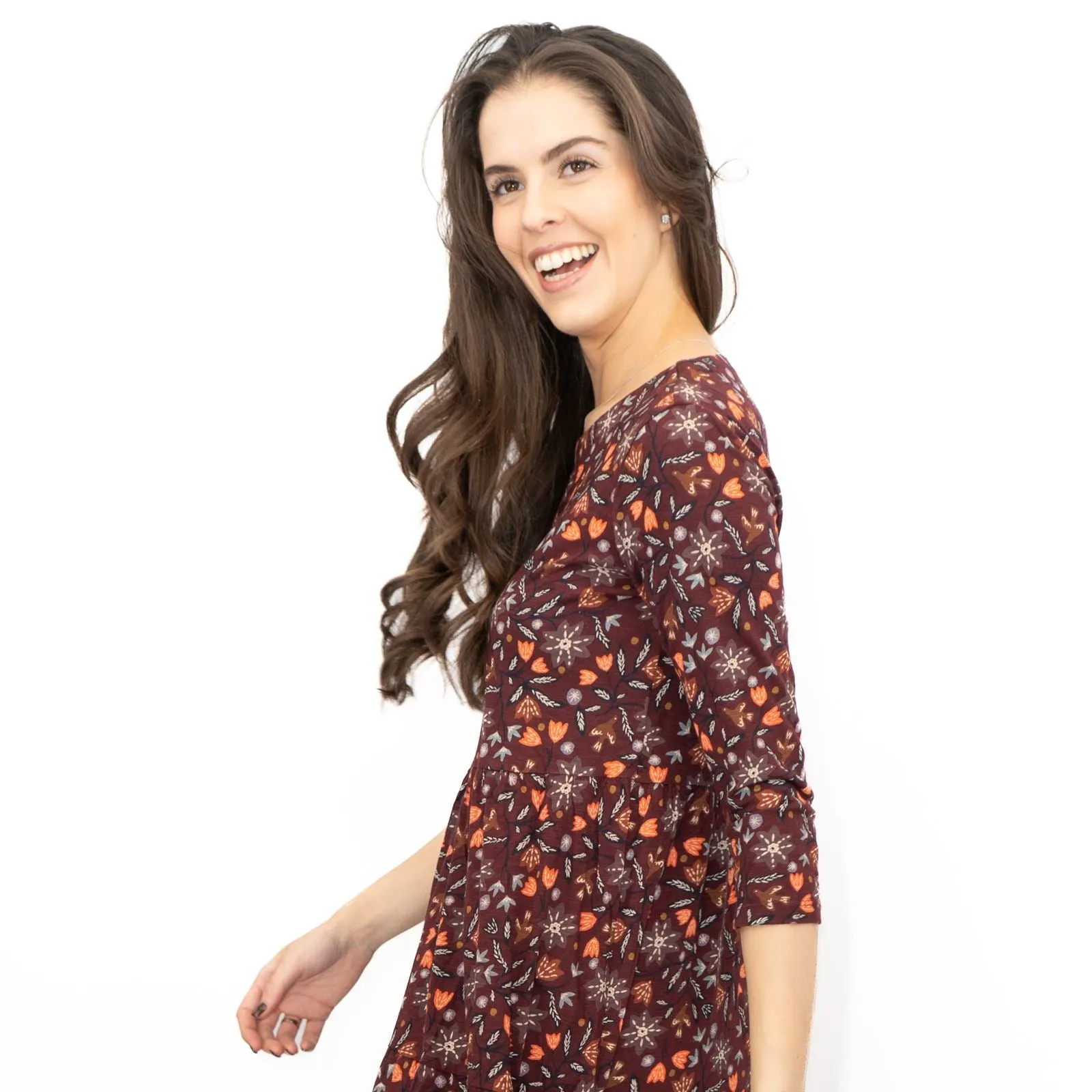 Seasalt Tiered Line Strokes Dress in Breon Pink