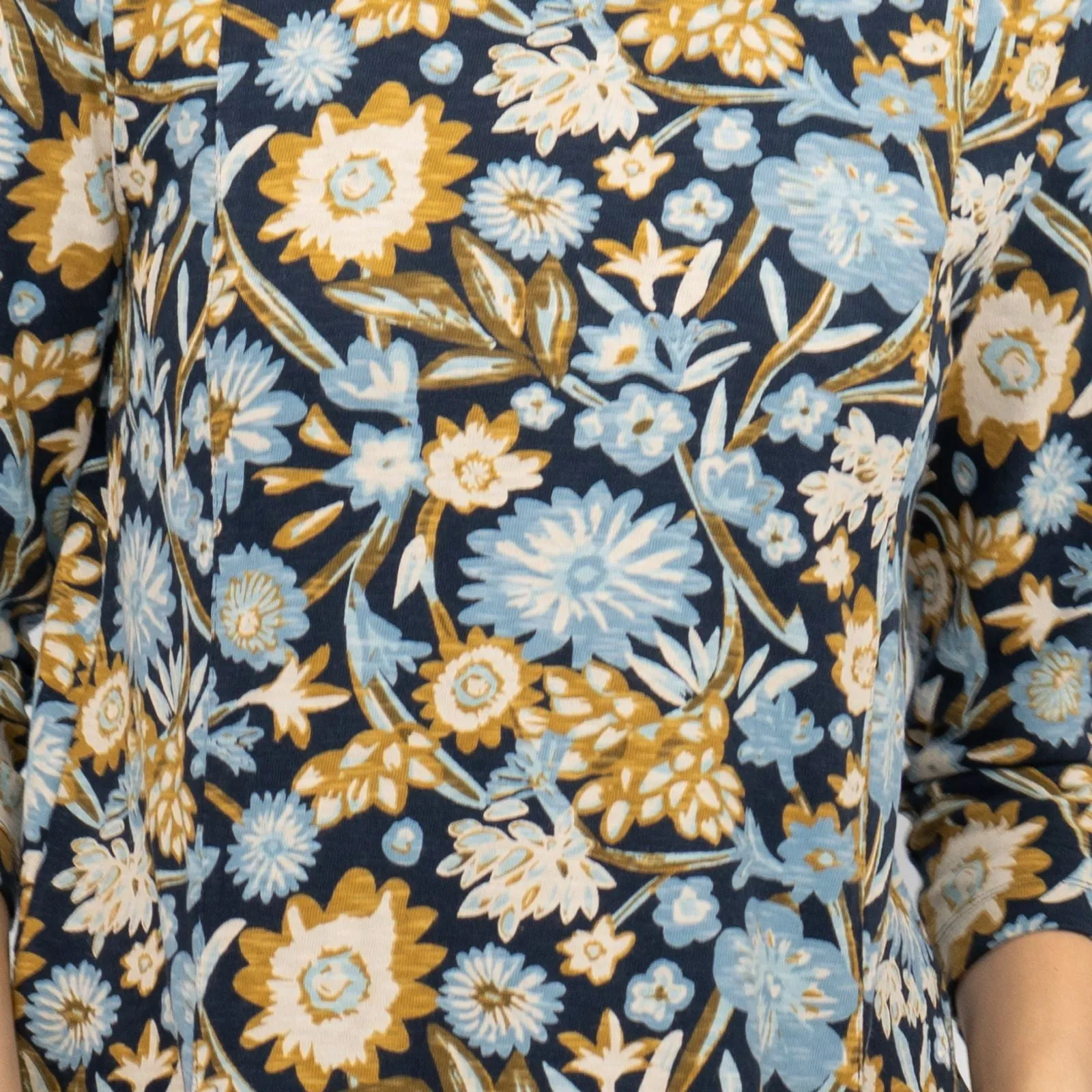 Seasalt Tunic Navy Shore Foraging Longline Top Cotton 3/4 Sleeve