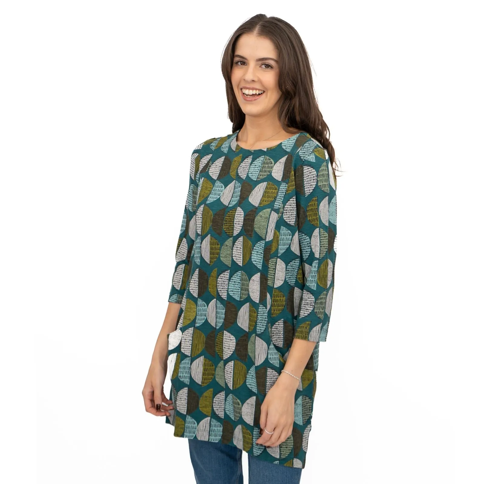 Seasalt Tunic Shore Foraging Longline Top Cotton 3/4 Sleeve