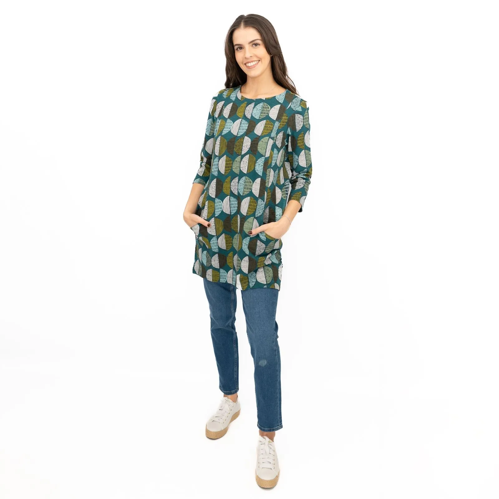 Seasalt Tunic Shore Foraging Longline Top Cotton 3/4 Sleeve
