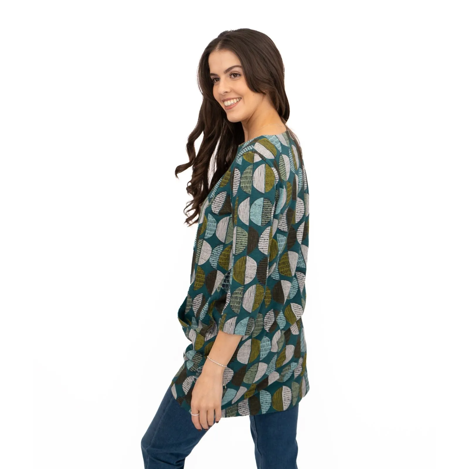 Seasalt Tunic Shore Foraging Longline Top Cotton 3/4 Sleeve