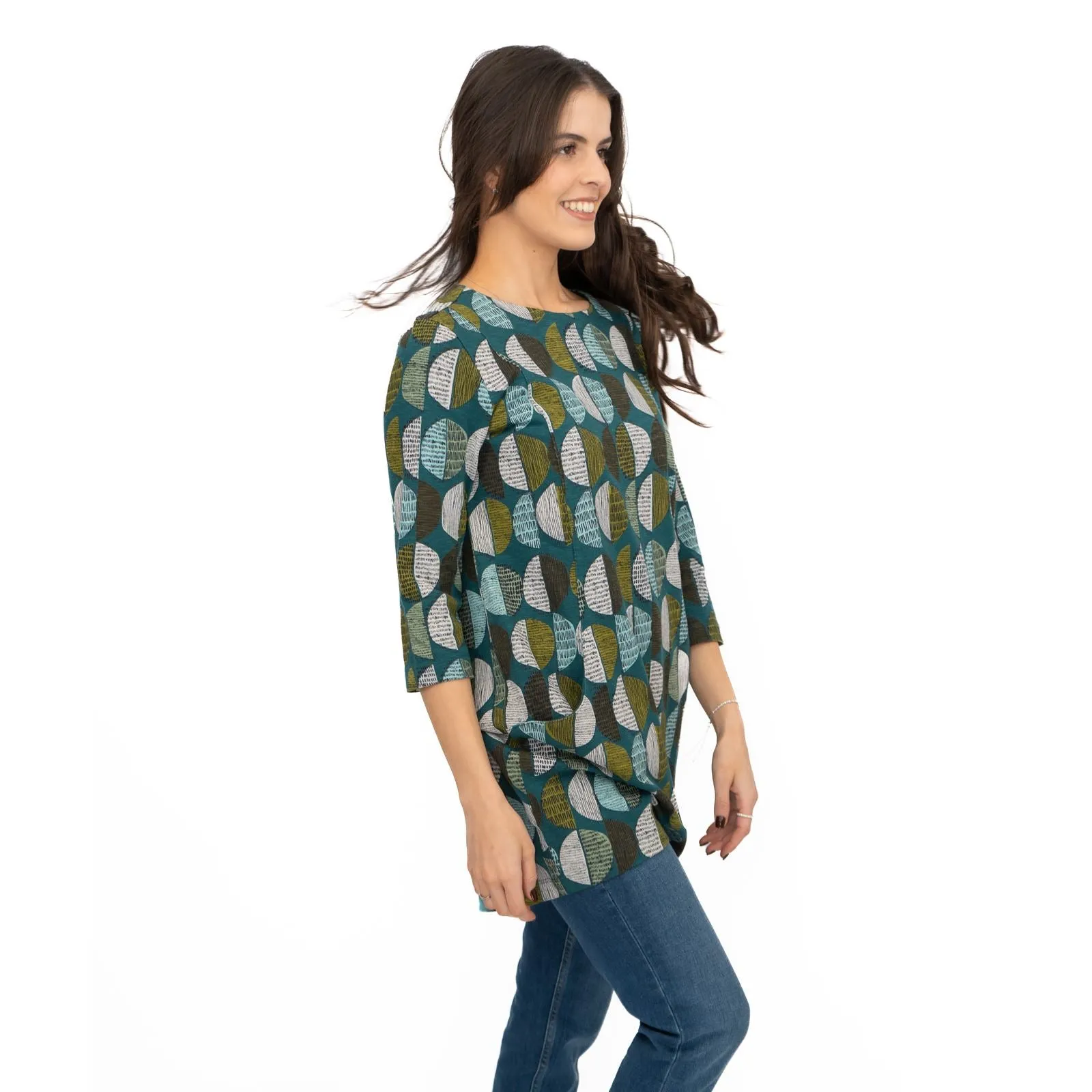Seasalt Tunic Shore Foraging Longline Top Cotton 3/4 Sleeve