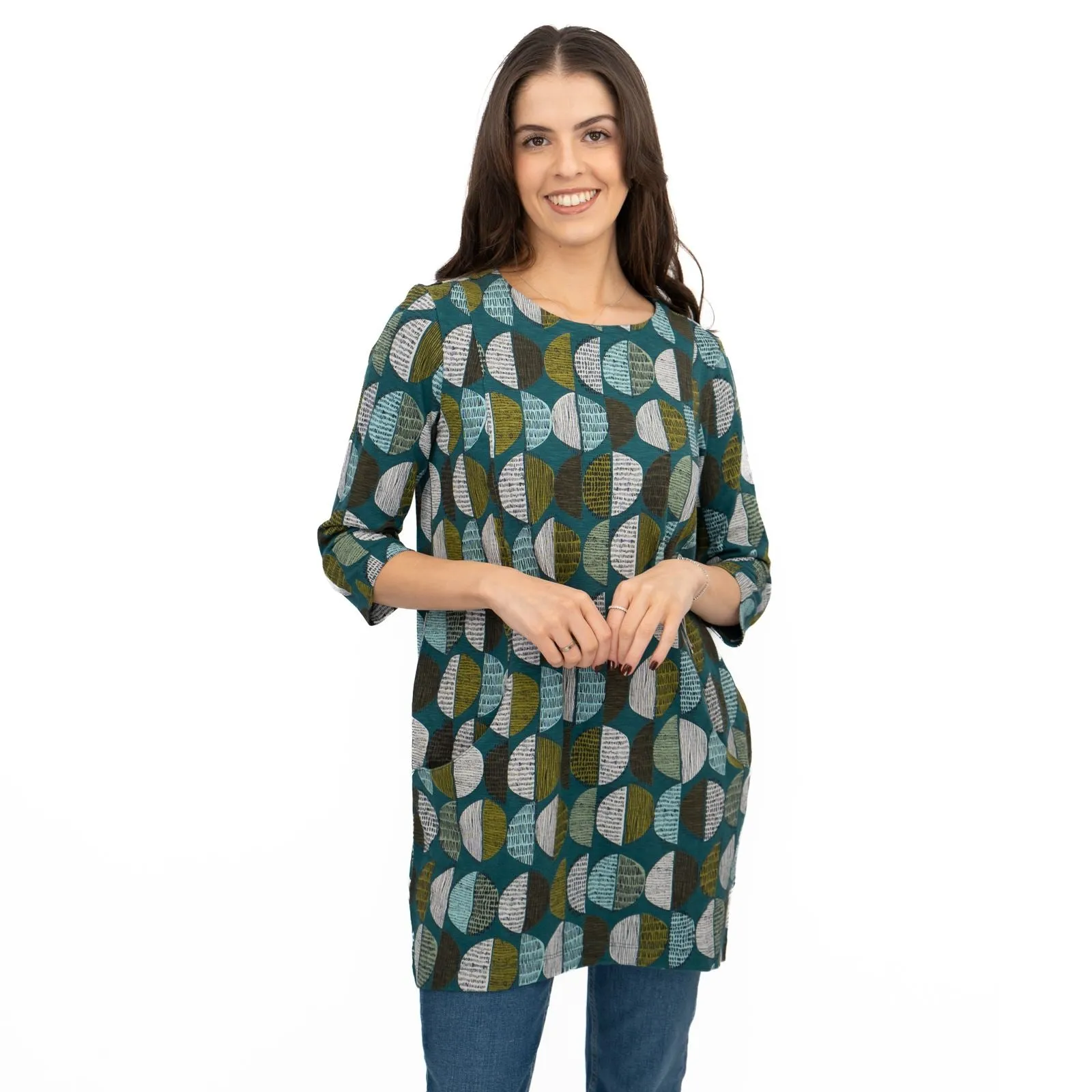 Seasalt Tunic Shore Foraging Longline Top Cotton 3/4 Sleeve