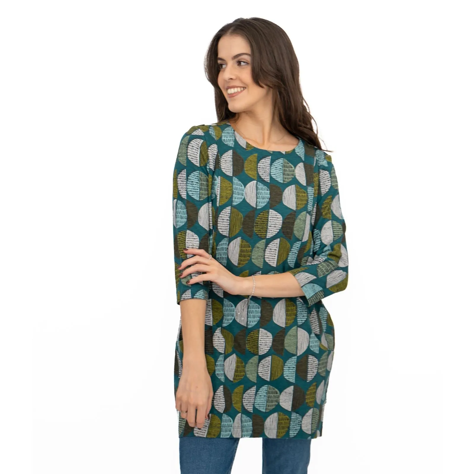 Seasalt Tunic Shore Foraging Longline Top Cotton 3/4 Sleeve