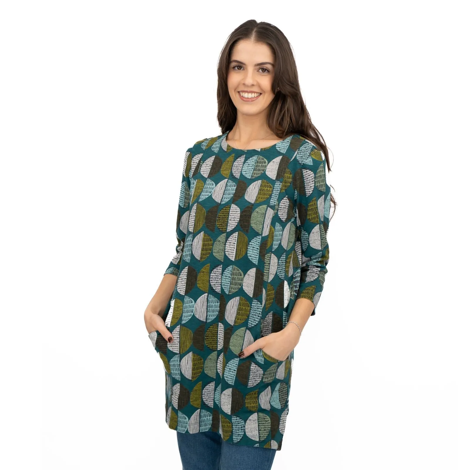 Seasalt Tunic Shore Foraging Longline Top Cotton 3/4 Sleeve