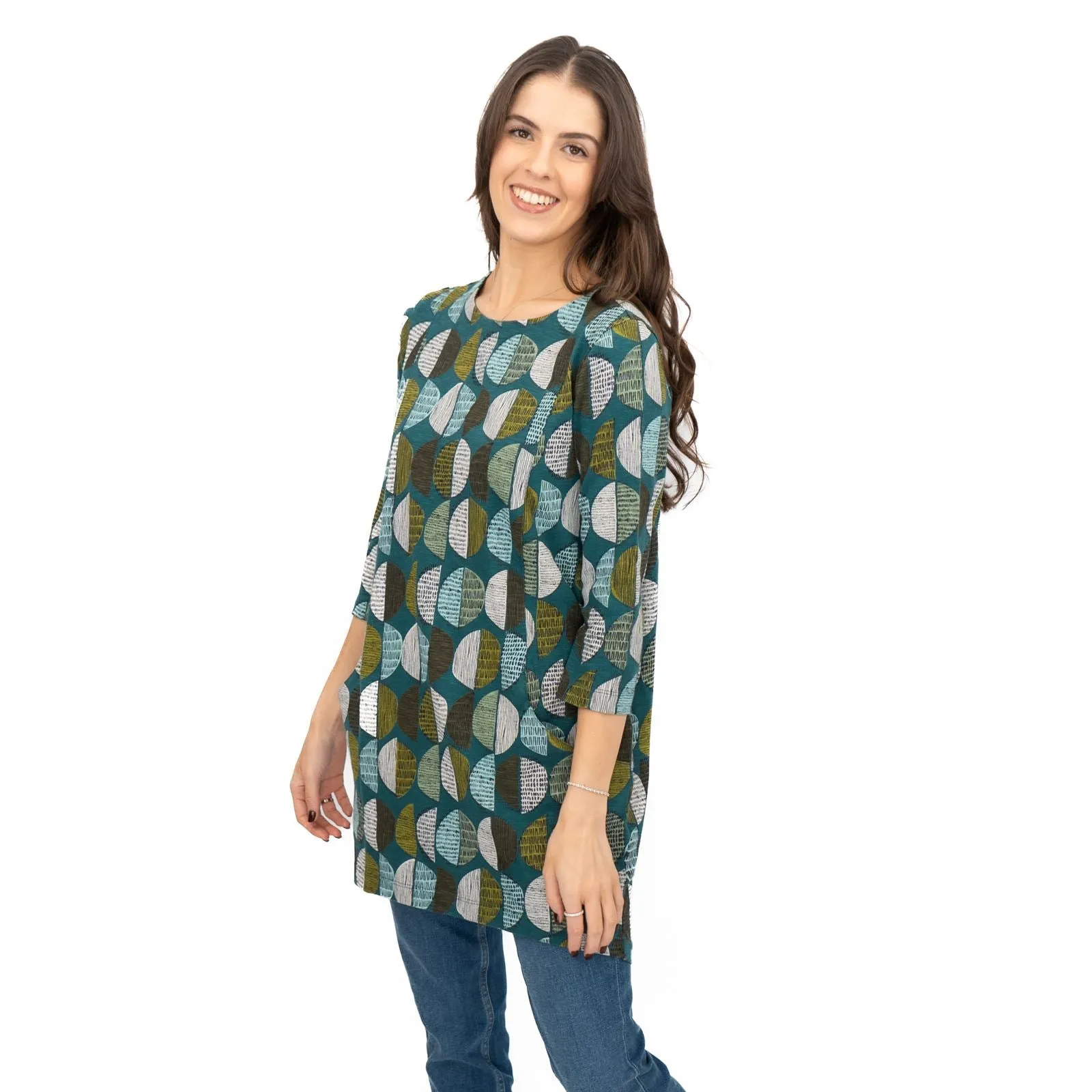 Seasalt Tunic Shore Foraging Longline Top Cotton 3/4 Sleeve