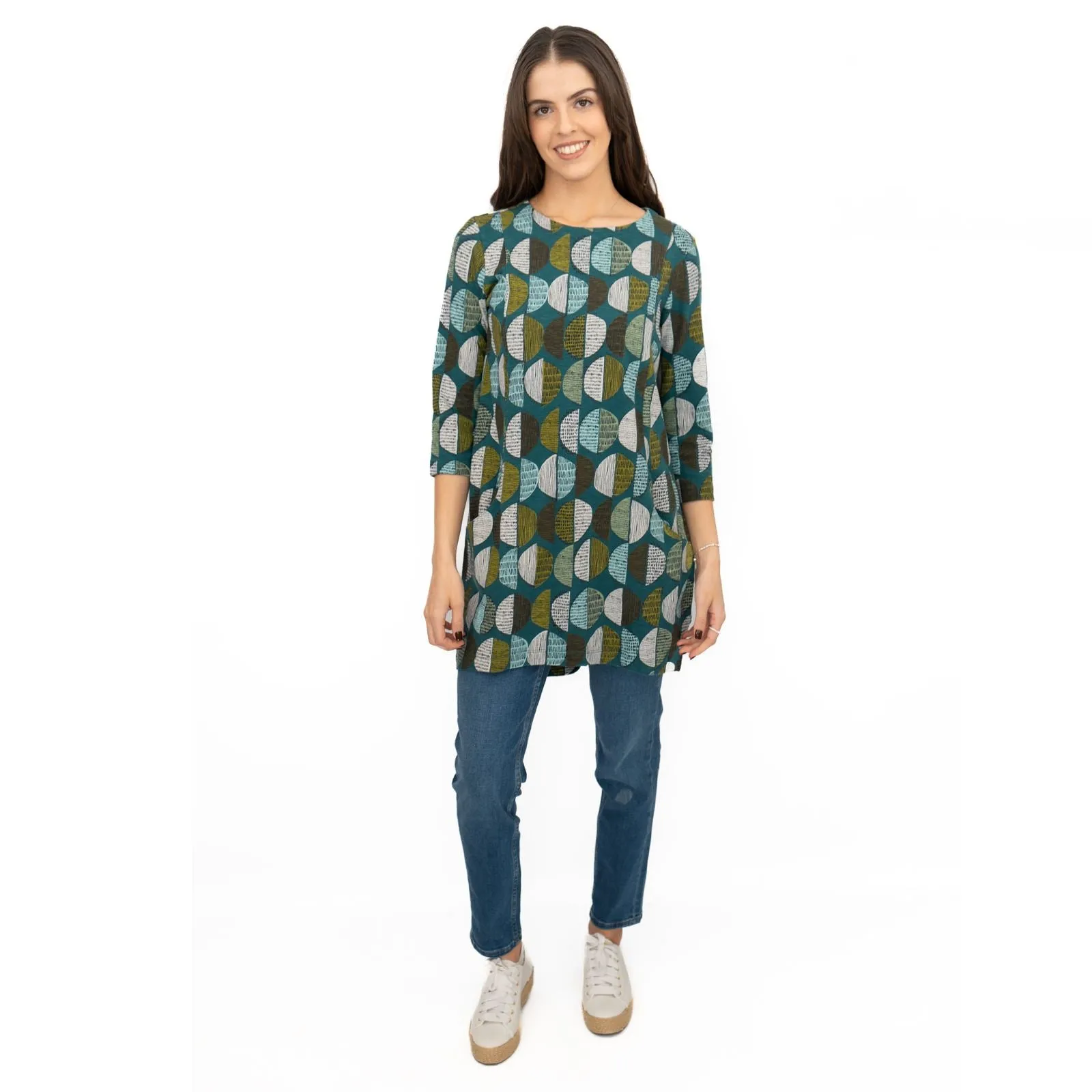 Seasalt Tunic Shore Foraging Longline Top Cotton 3/4 Sleeve