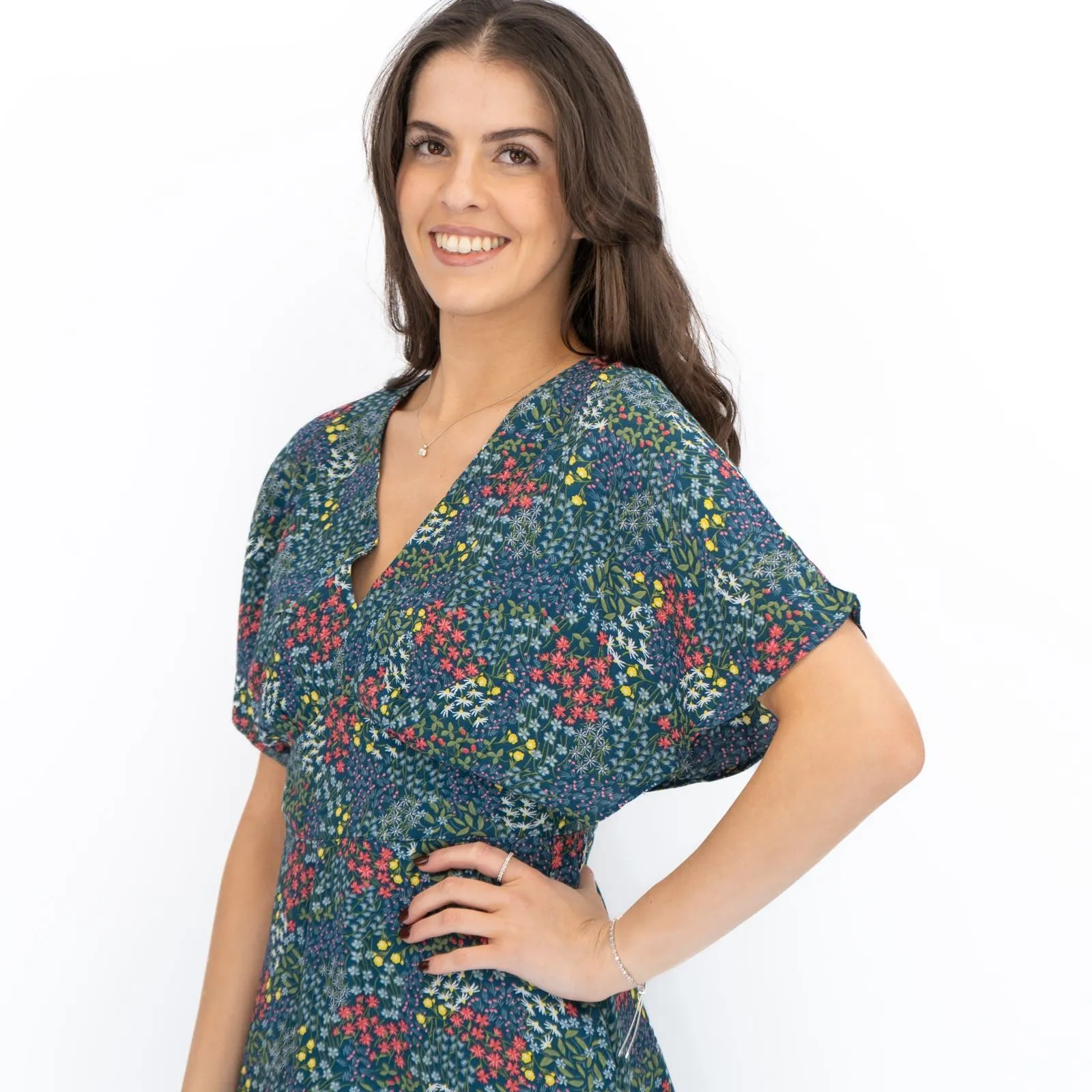 Seasalt Wilsey Empire Line Dress Teal Green