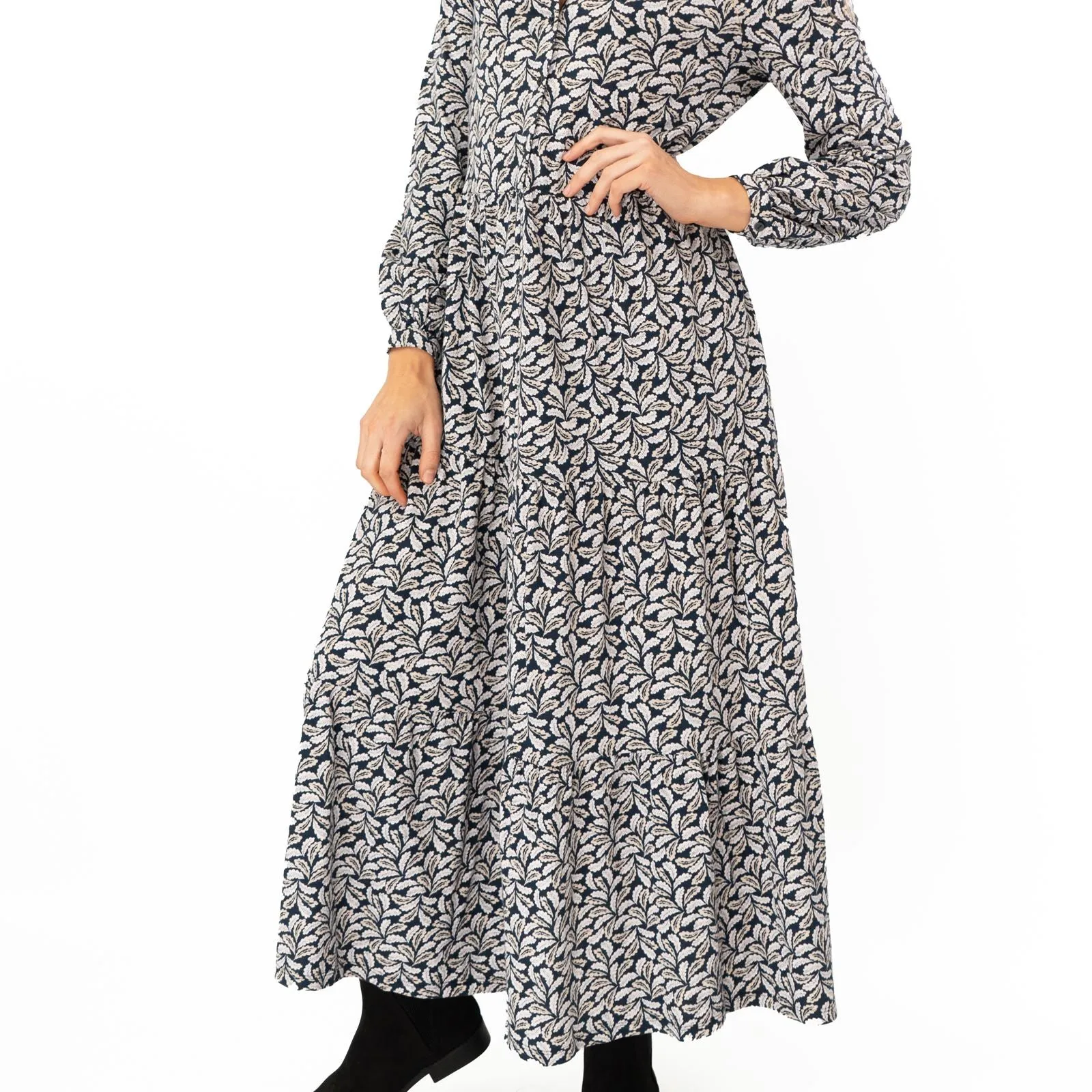 Seasalt Windflower Navy Leaves Cotton Jersey Dress