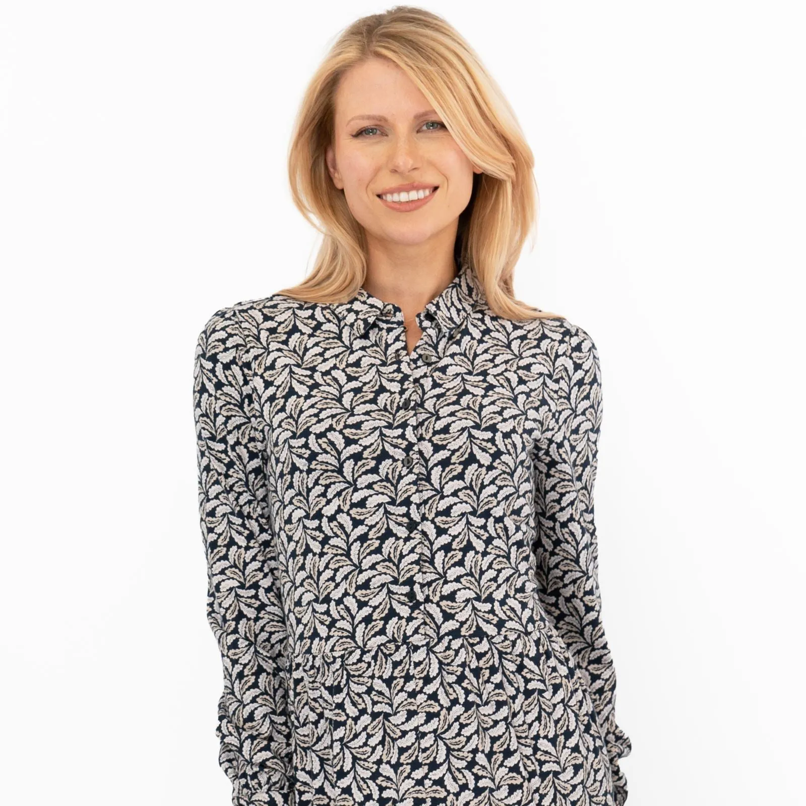 Seasalt Windflower Navy Leaves Cotton Jersey Dress