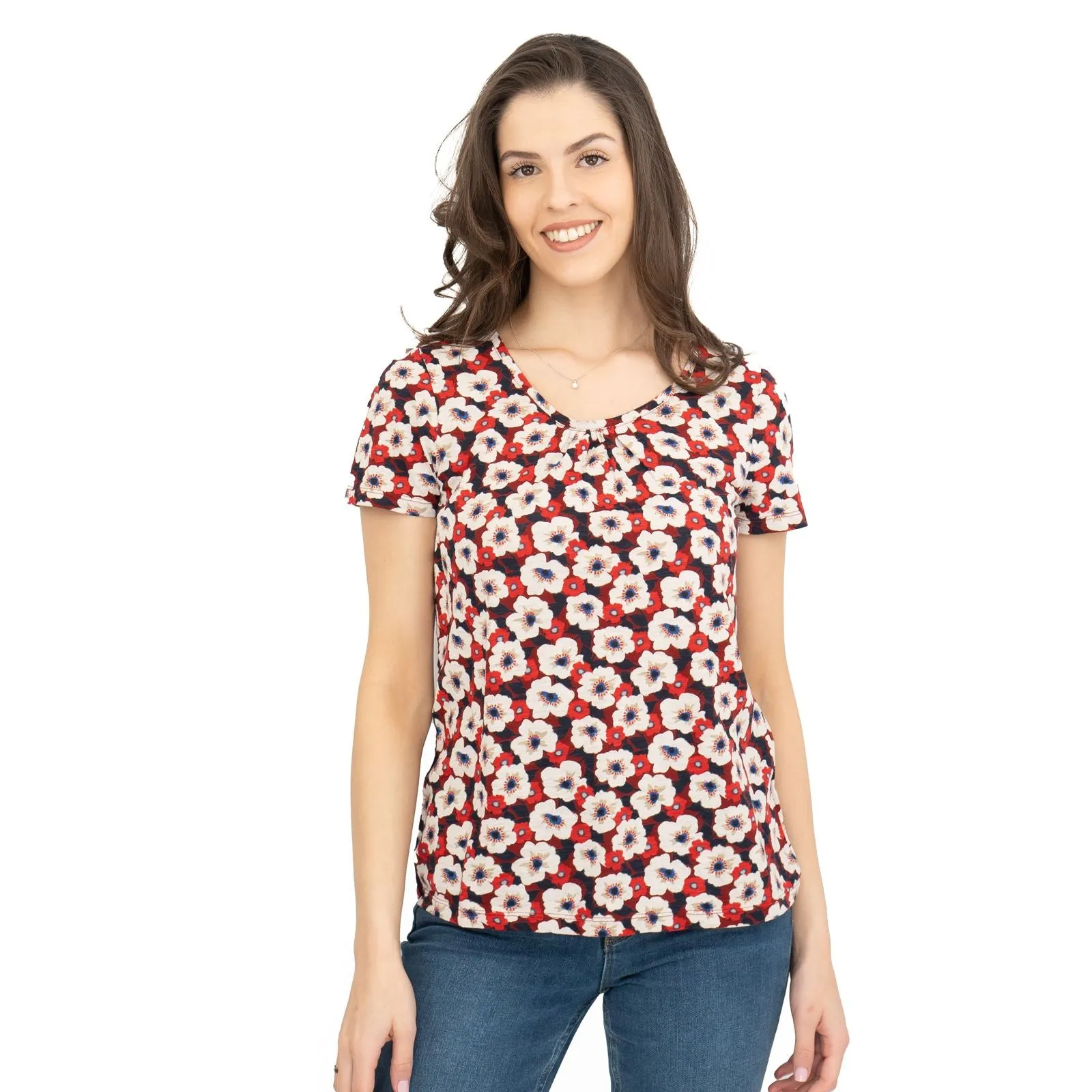 Seasalt Womens Red Floral Siren Song Top