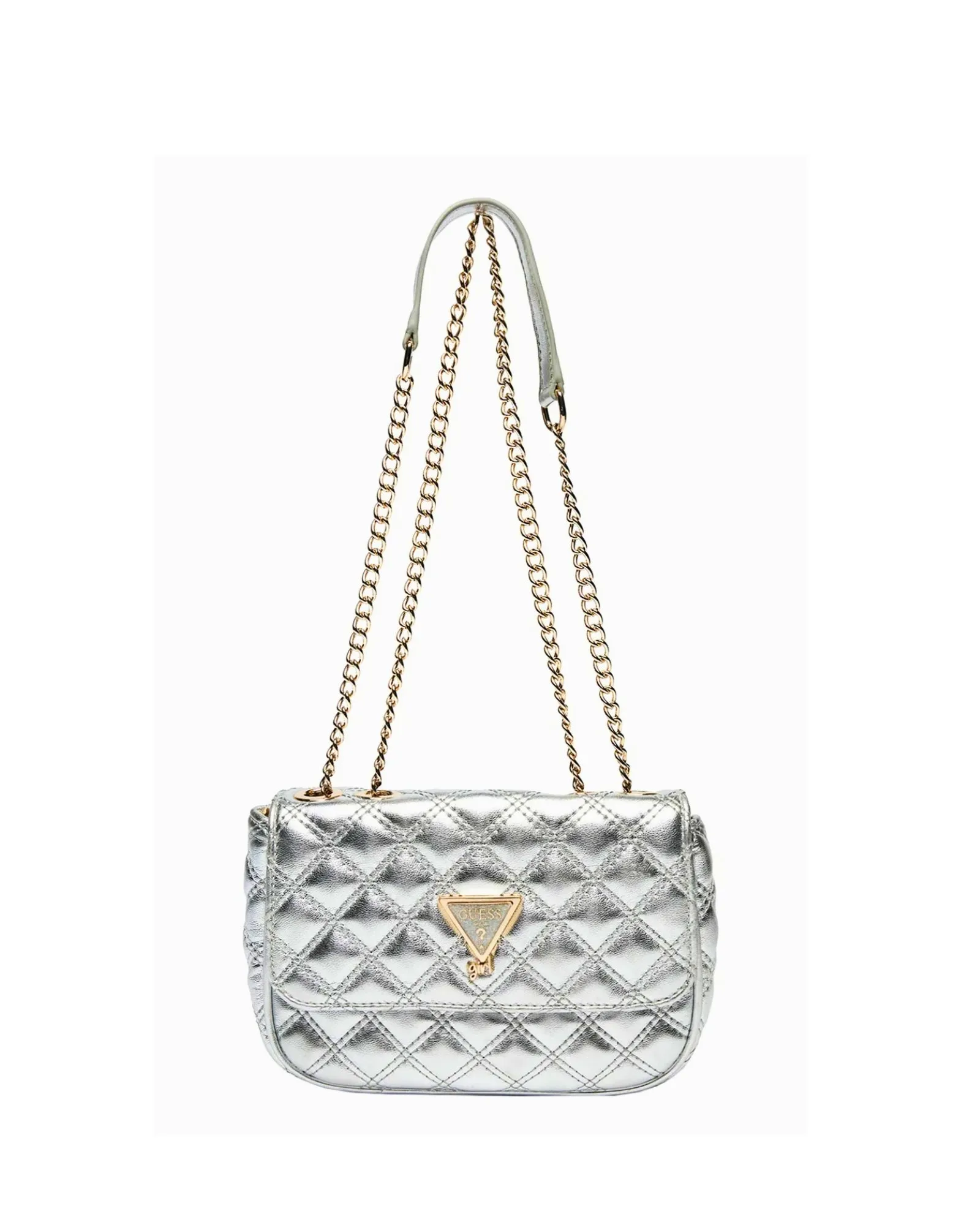 Silver Mini Quilt Convertible Bag Guess