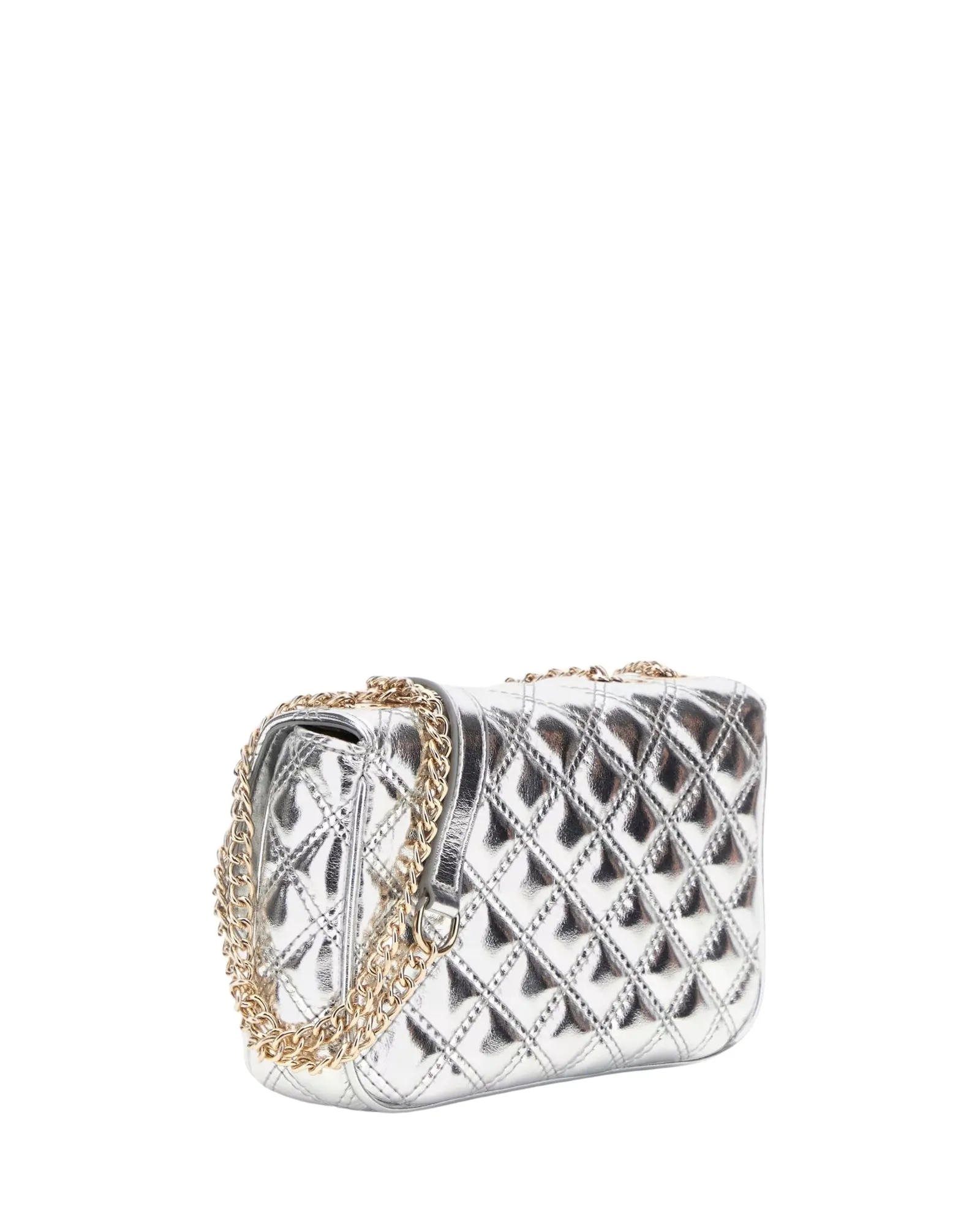 Silver Mini Quilt Convertible Bag Guess