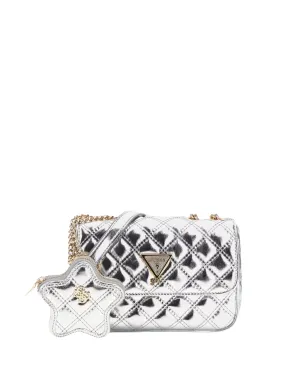 Silver Mini Quilt Convertible Bag Guess