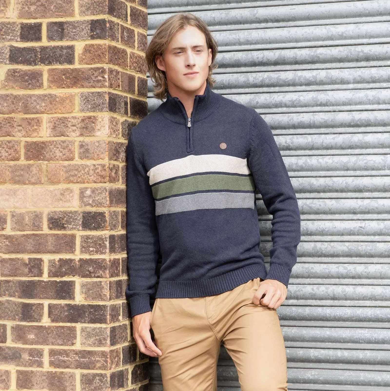 Springfield Half Zip Striped Jumper