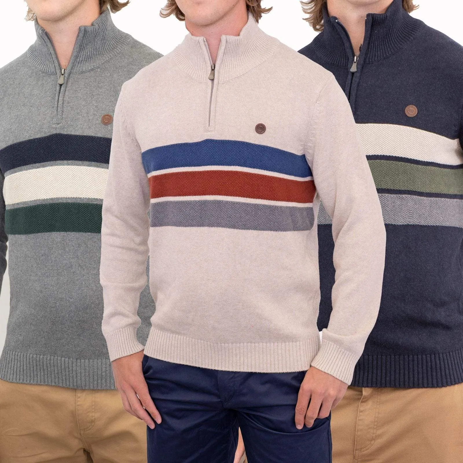Springfield Half Zip Striped Jumper