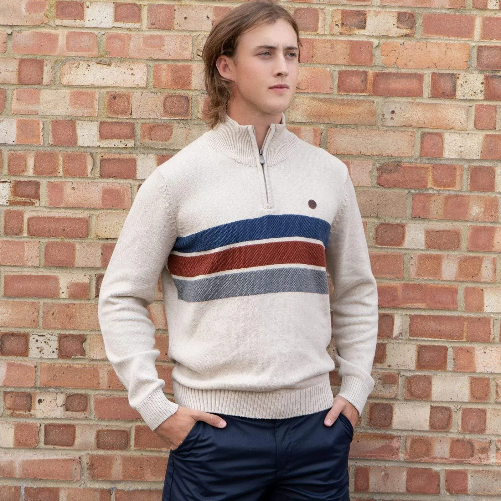 Springfield Half Zip Striped Jumper