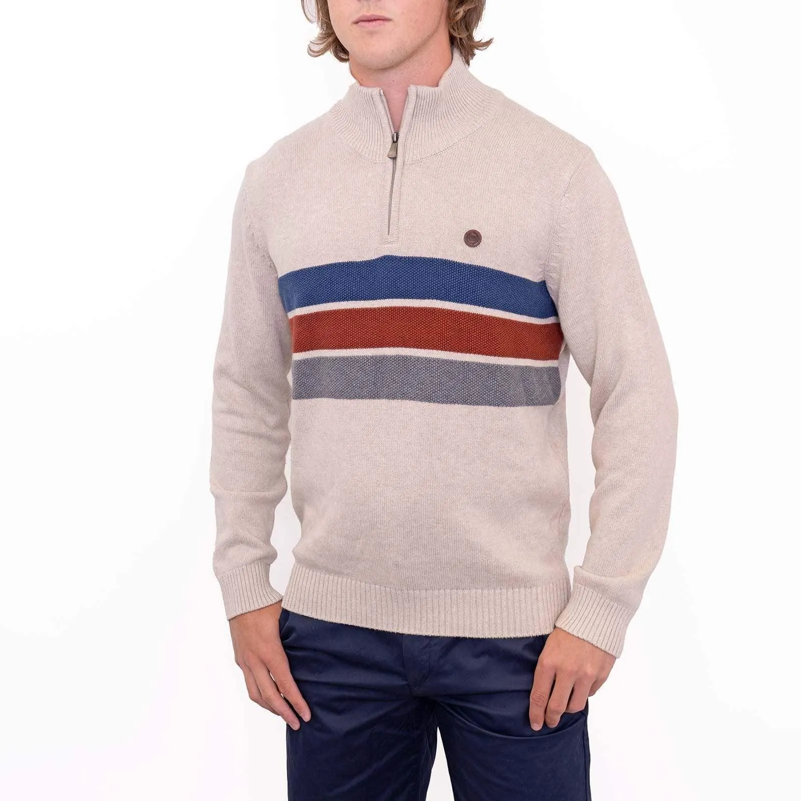 Springfield Half Zip Striped Jumper