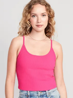 Strappy Rib-Knit Cropped Tank Top for Women