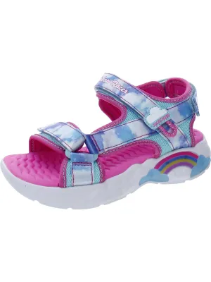 Summer Sky Girls Satin Ankle Strap Light-Up Shoes