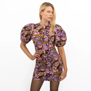TED BAKER Short Puff Sleeve Pink Paisley Print Mini Dress