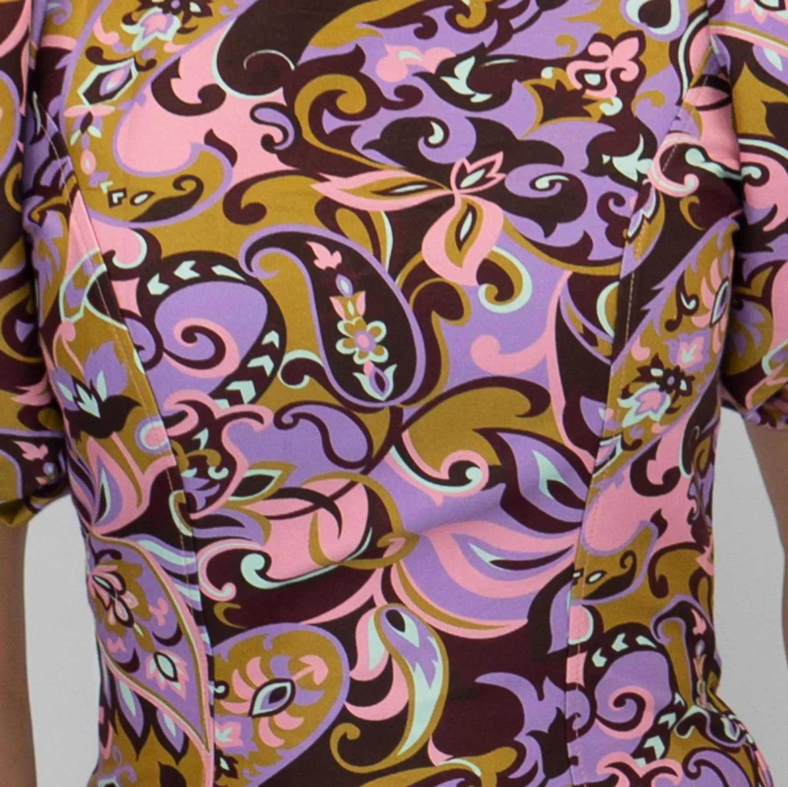 TED BAKER Short Puff Sleeve Pink Paisley Print Mini Dress