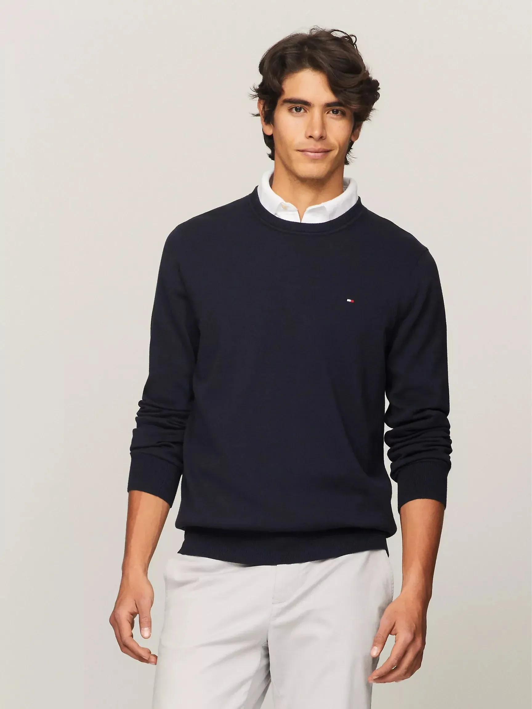 Tommy Hilfiger Solid Logo Crewneck Sweater - Men