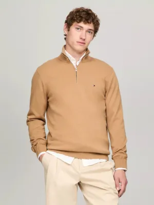 Tommy Hilfiger Solid Logo Quarter-Zip Sweater - Men