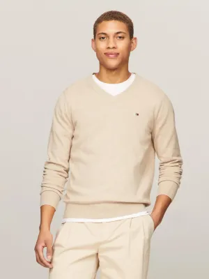 Tommy Hilfiger Solid Logo V-Neck Sweater - Men