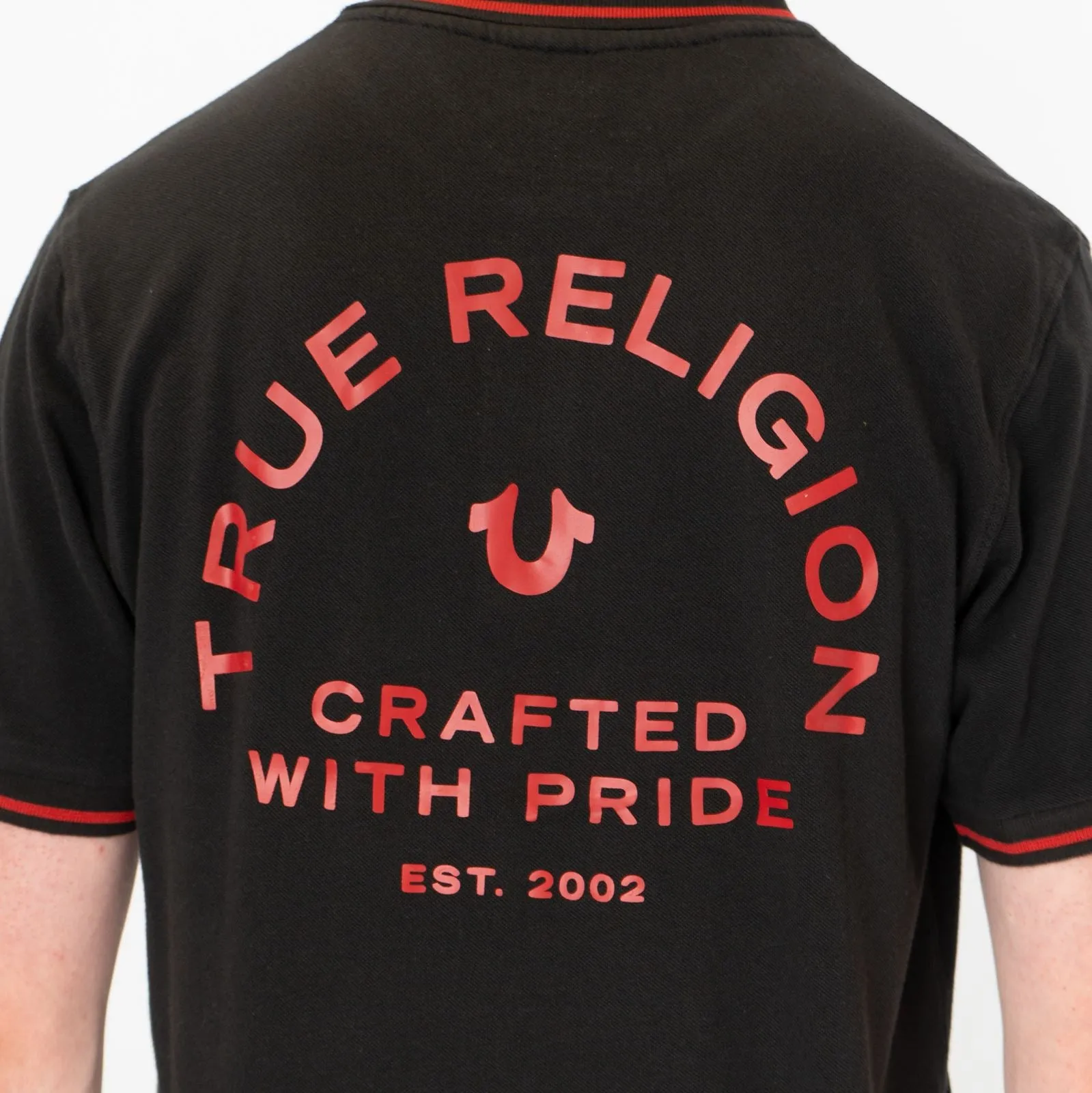 True Religion Men Black Polo Shirt Short Sleeve Lightweight Button-Up Summer Tops