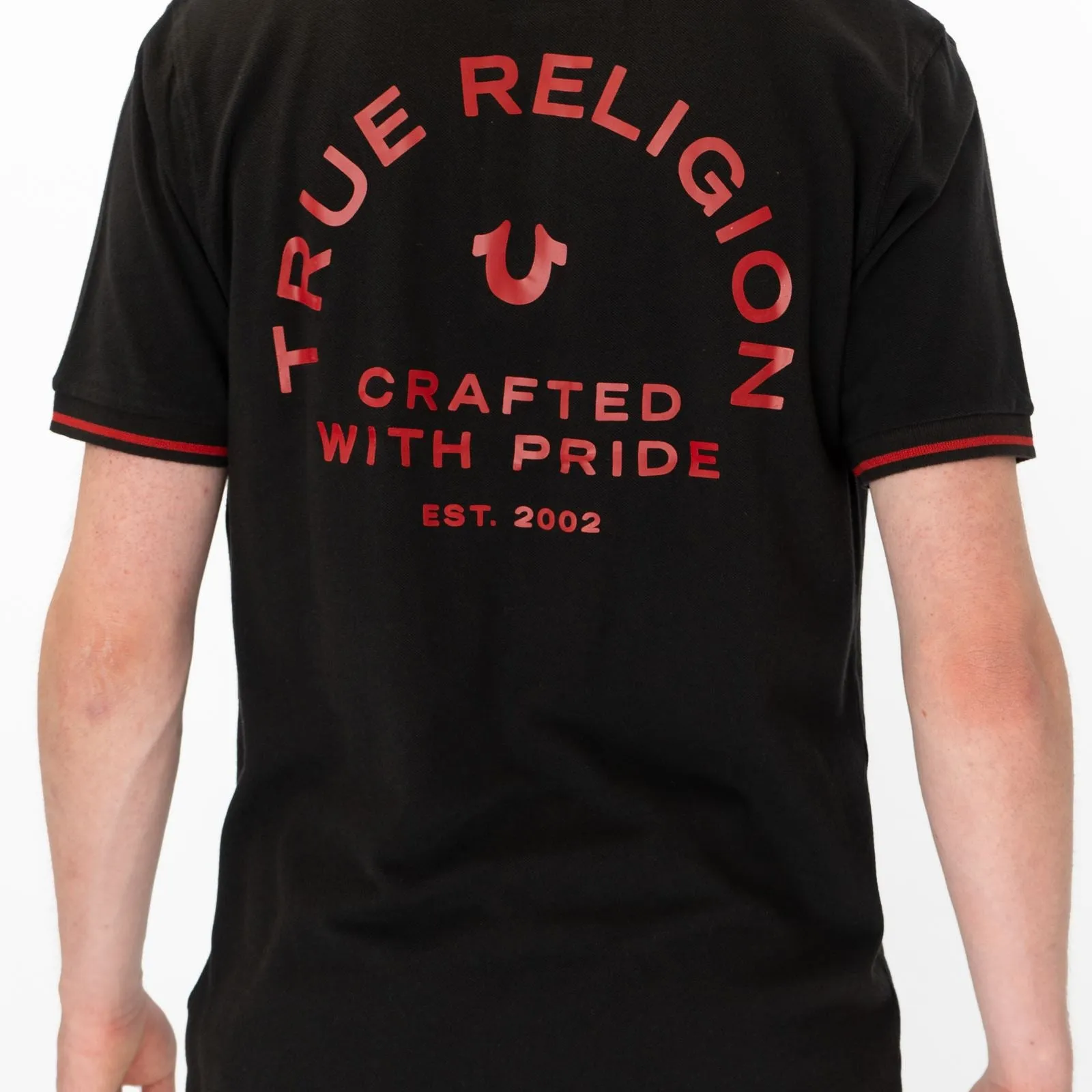 True Religion Men Black Polo Shirt Short Sleeve Lightweight Button-Up Summer Tops