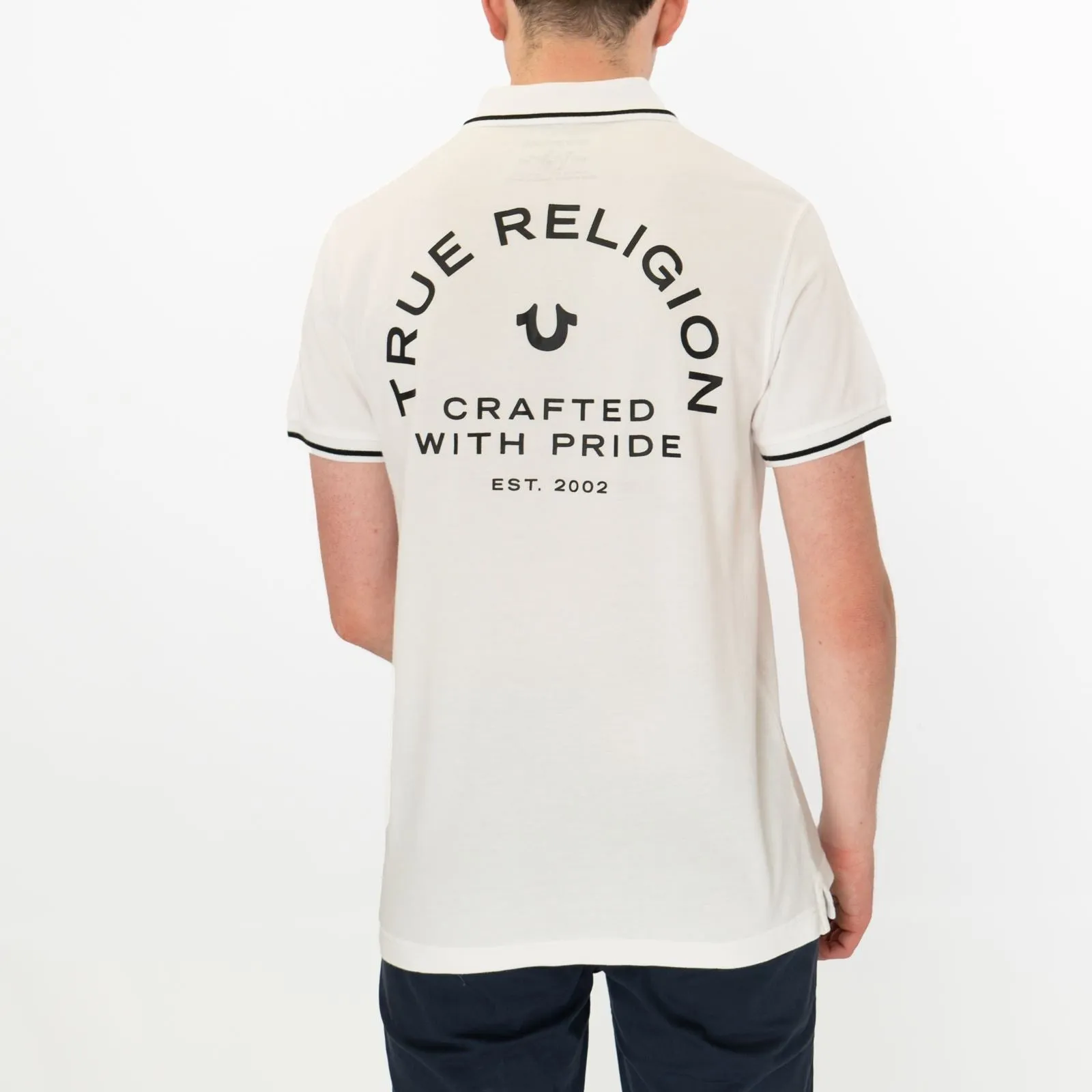True Religion Men White Polo Shirt Short Sleeve Lightweight Button-Up Summer Tops